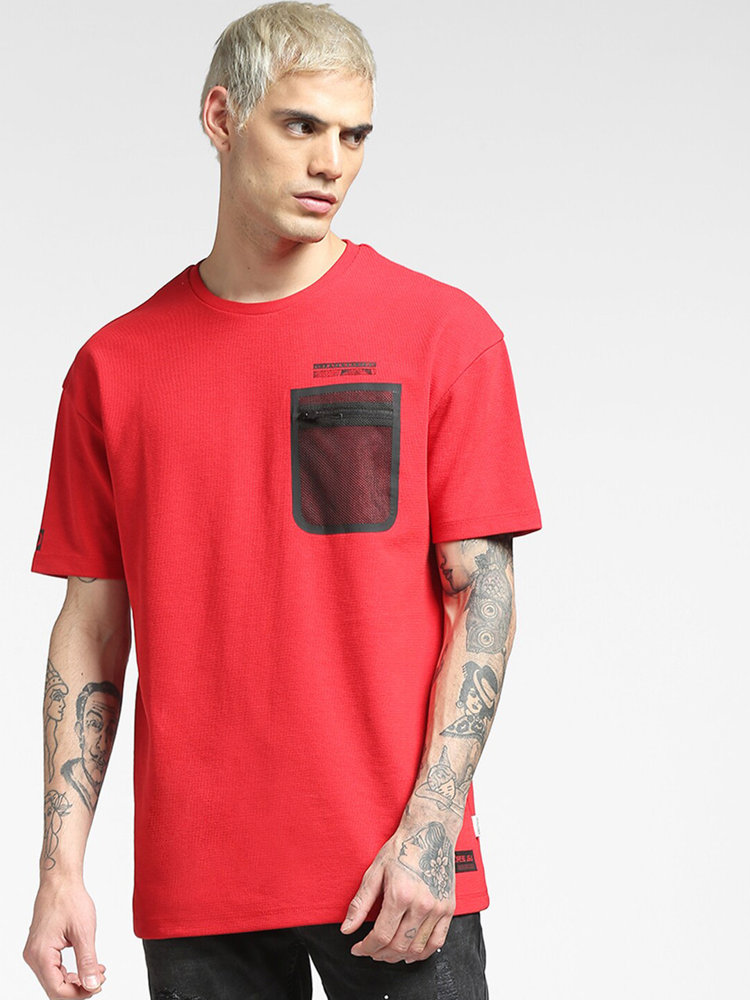 

Jack & Jones Men Red T-shirt With Mesh Pocket