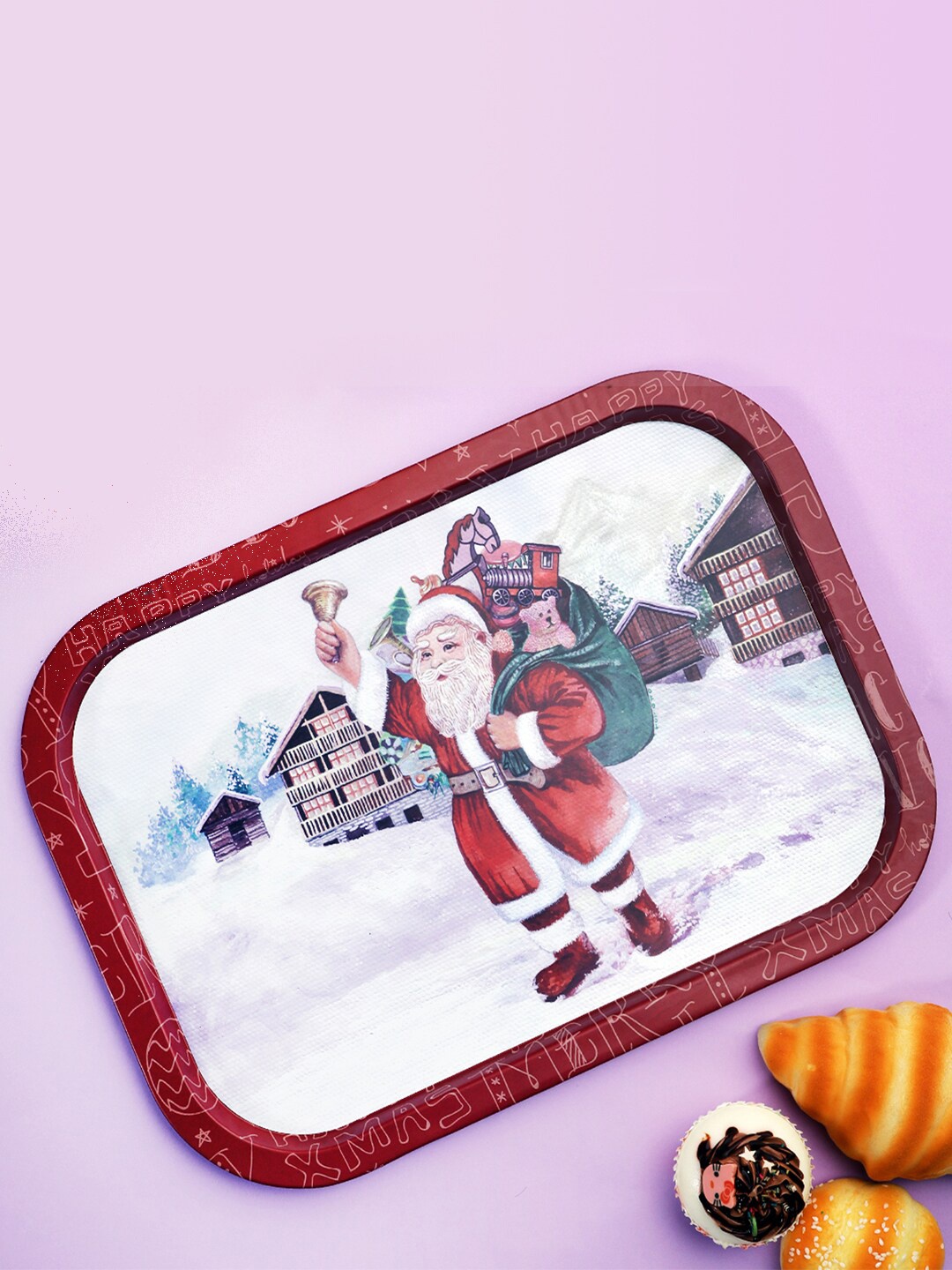 

A Vintage Affair- Home Decor White Santa Claus Serving Tray