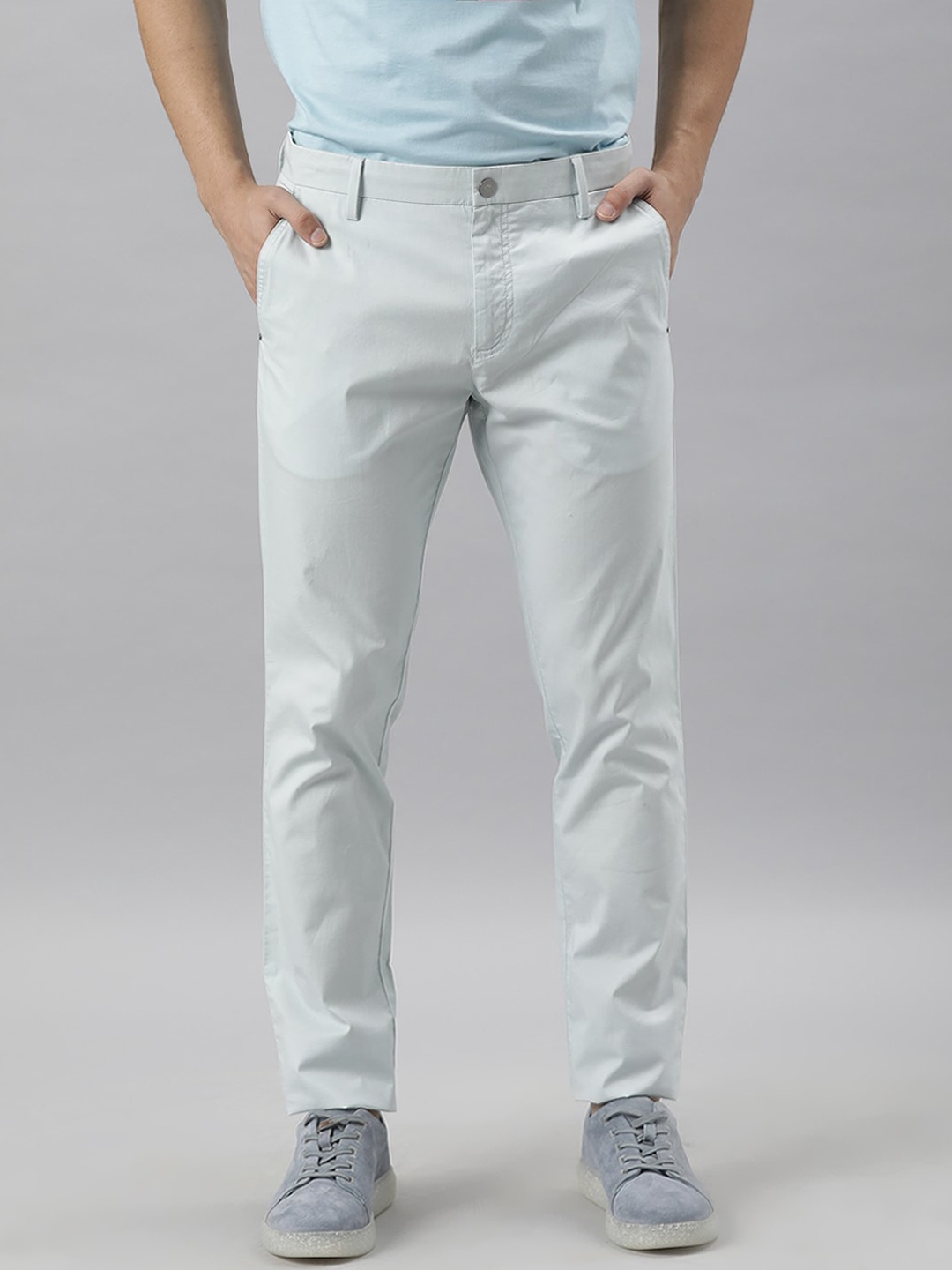 

RARE RABBIT Men Popin Mid-Rise Slim Fit Trouser, Blue