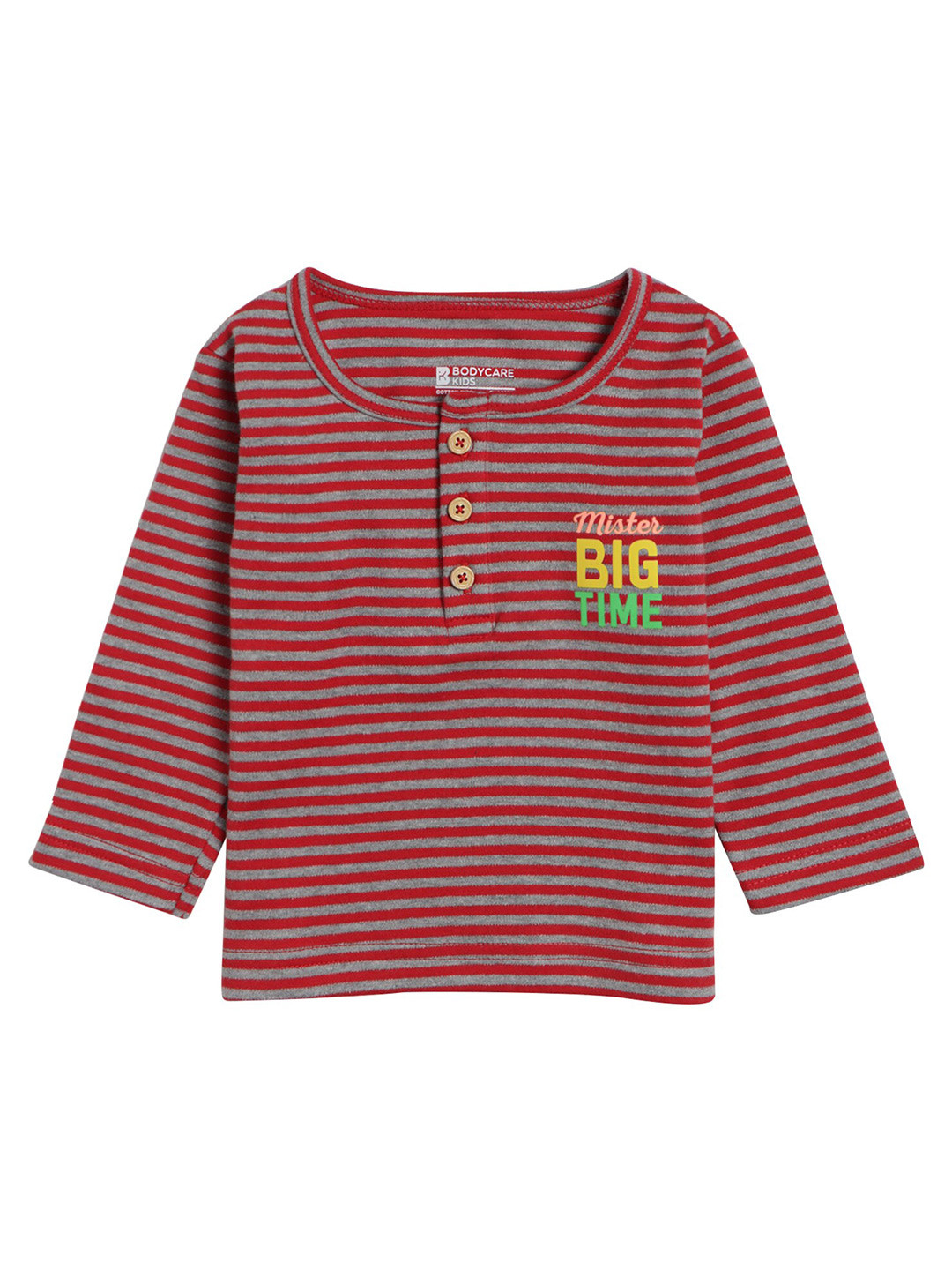 

Bodycare Kids Boys Red Striped Henley Neck T-shirt