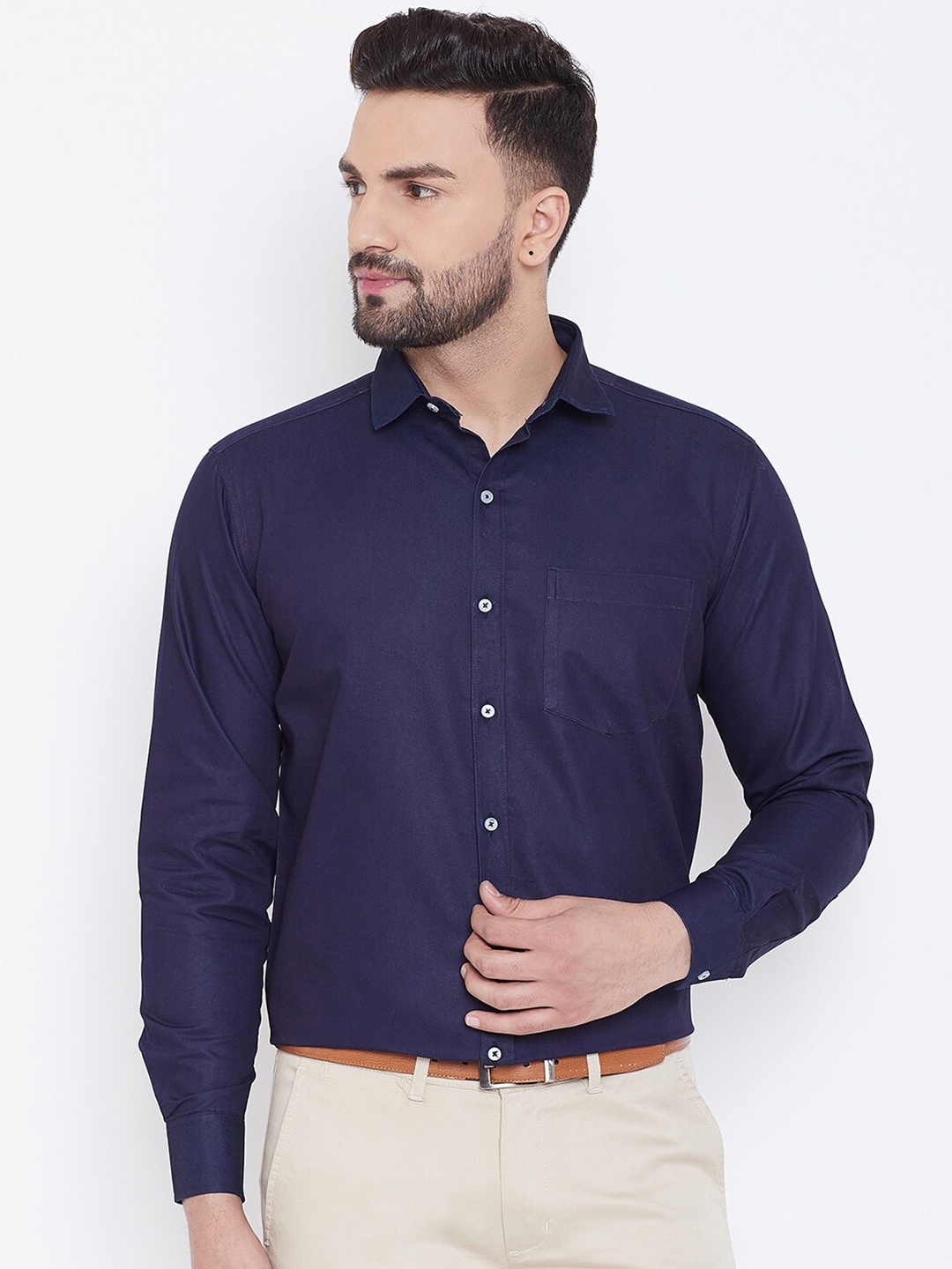 

D Kumar Men Navy Blue Standard Formal Cotton Shirt