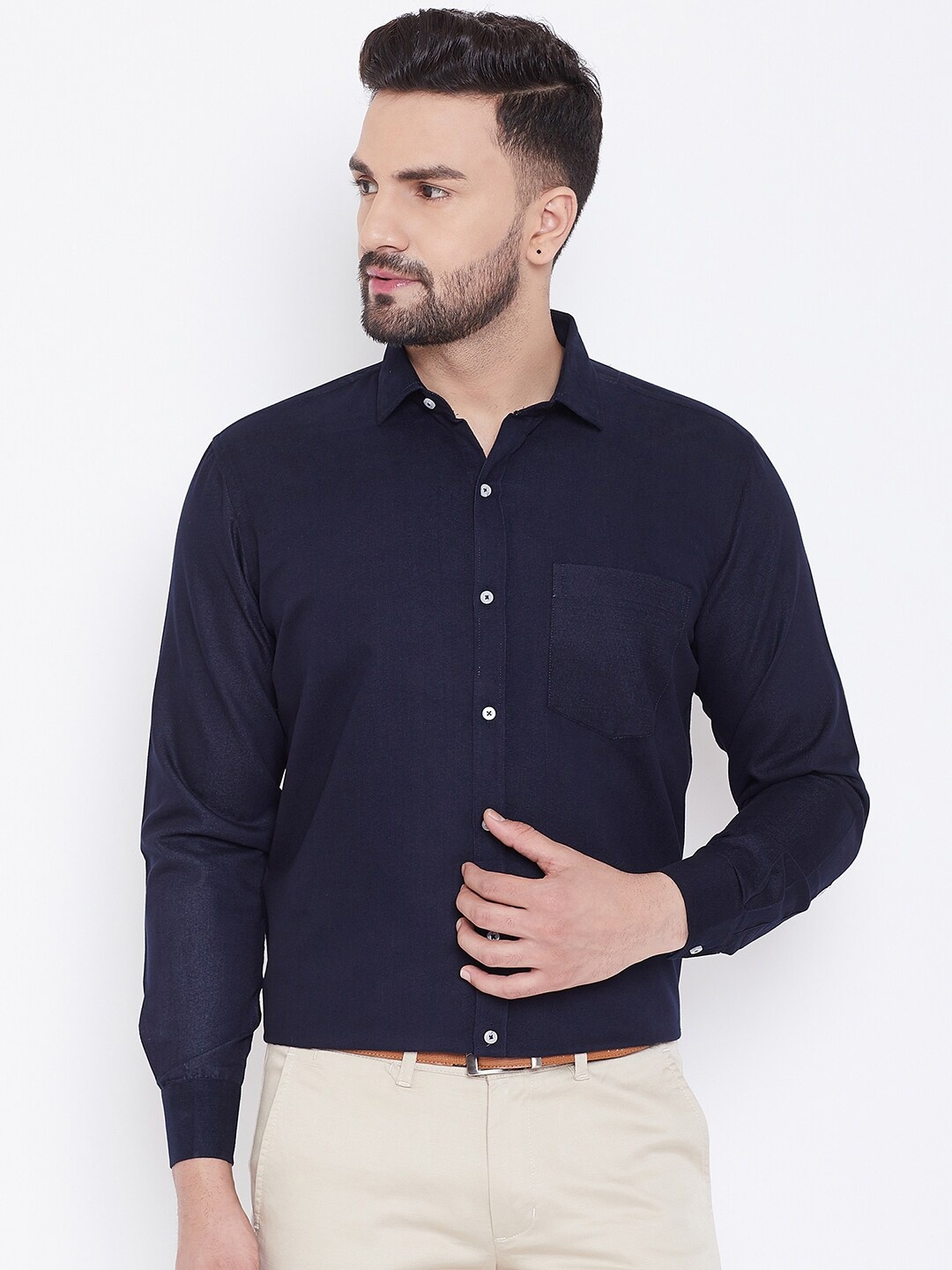 

D Kumar Men Navy Blue Standard Cotton Formal Shirt