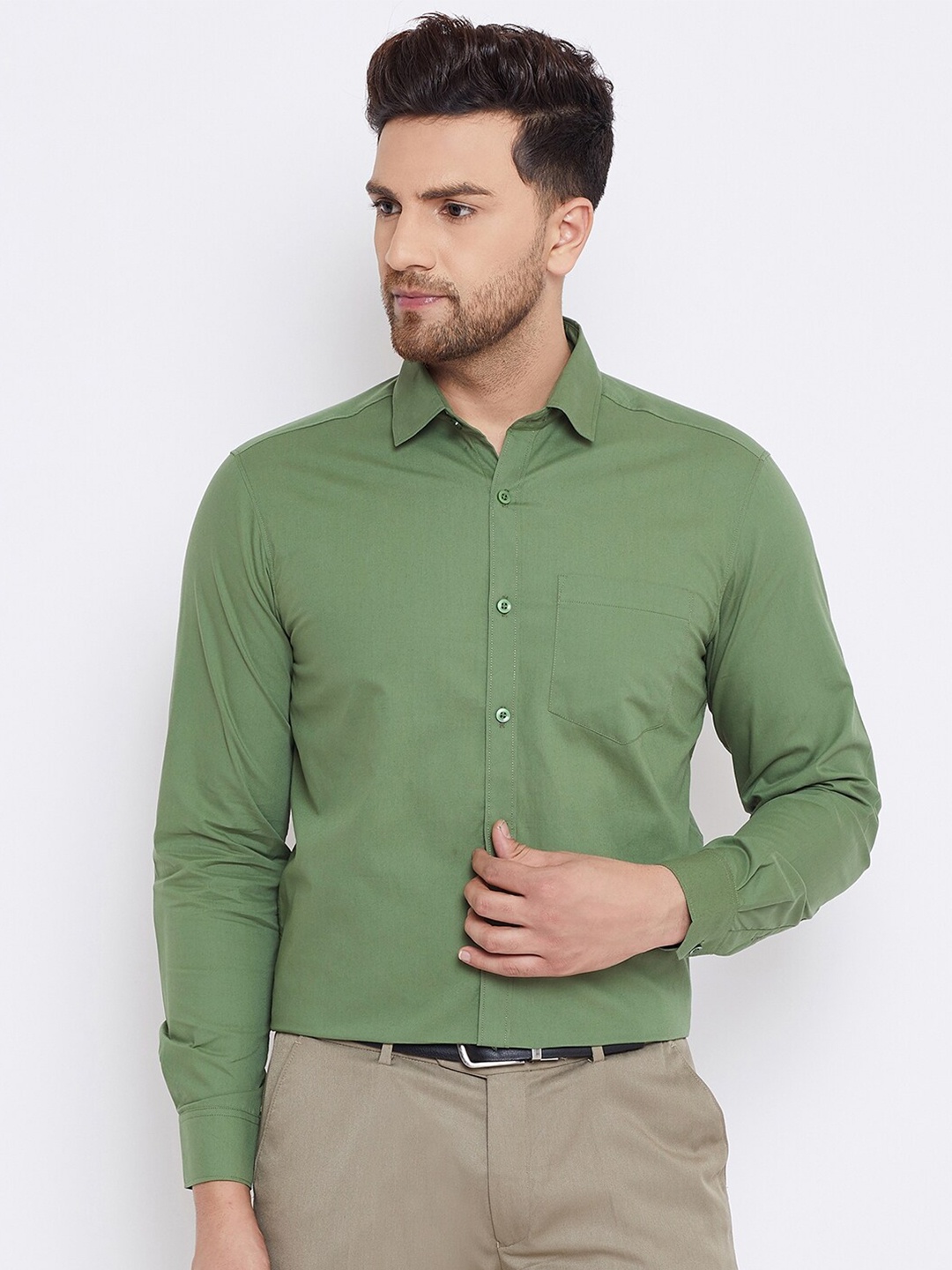 

D Kumar Men Green Standard Formal Cotton Shirt