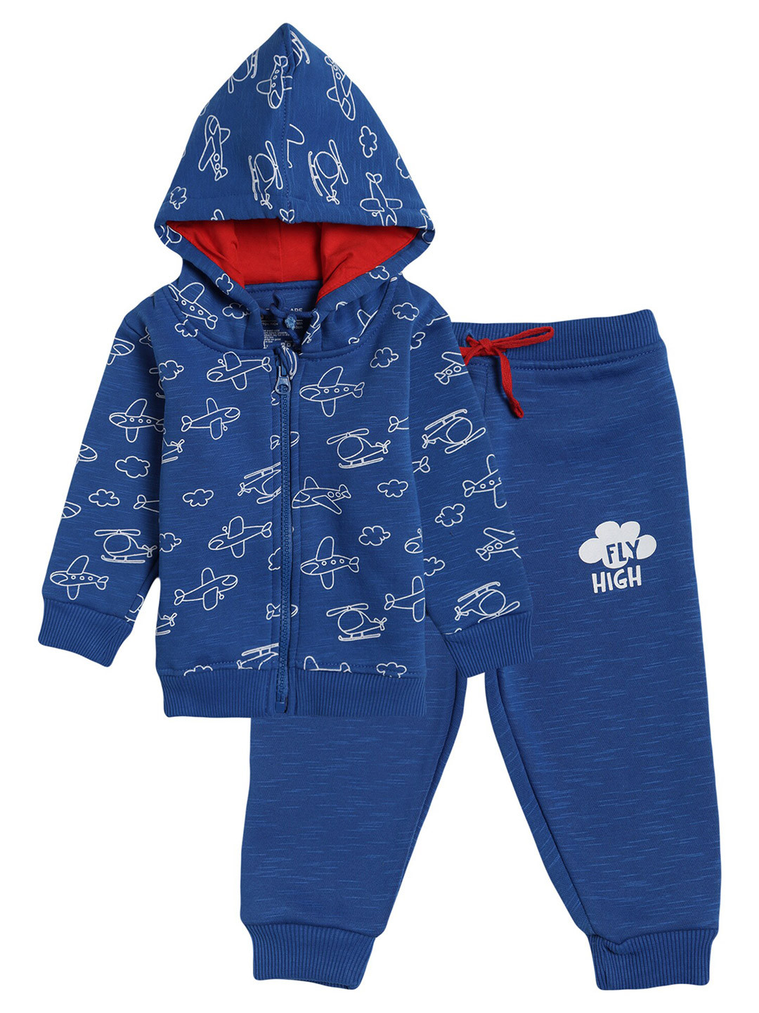 

Bodycare Kids Boys Blue & Red Printed Pure Cotton T-shirt with Trousers