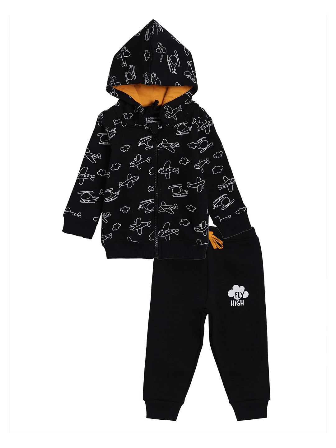 

Bodycare Kids Boys Black Printed Pure Cotton T-shirt with Pyjamas