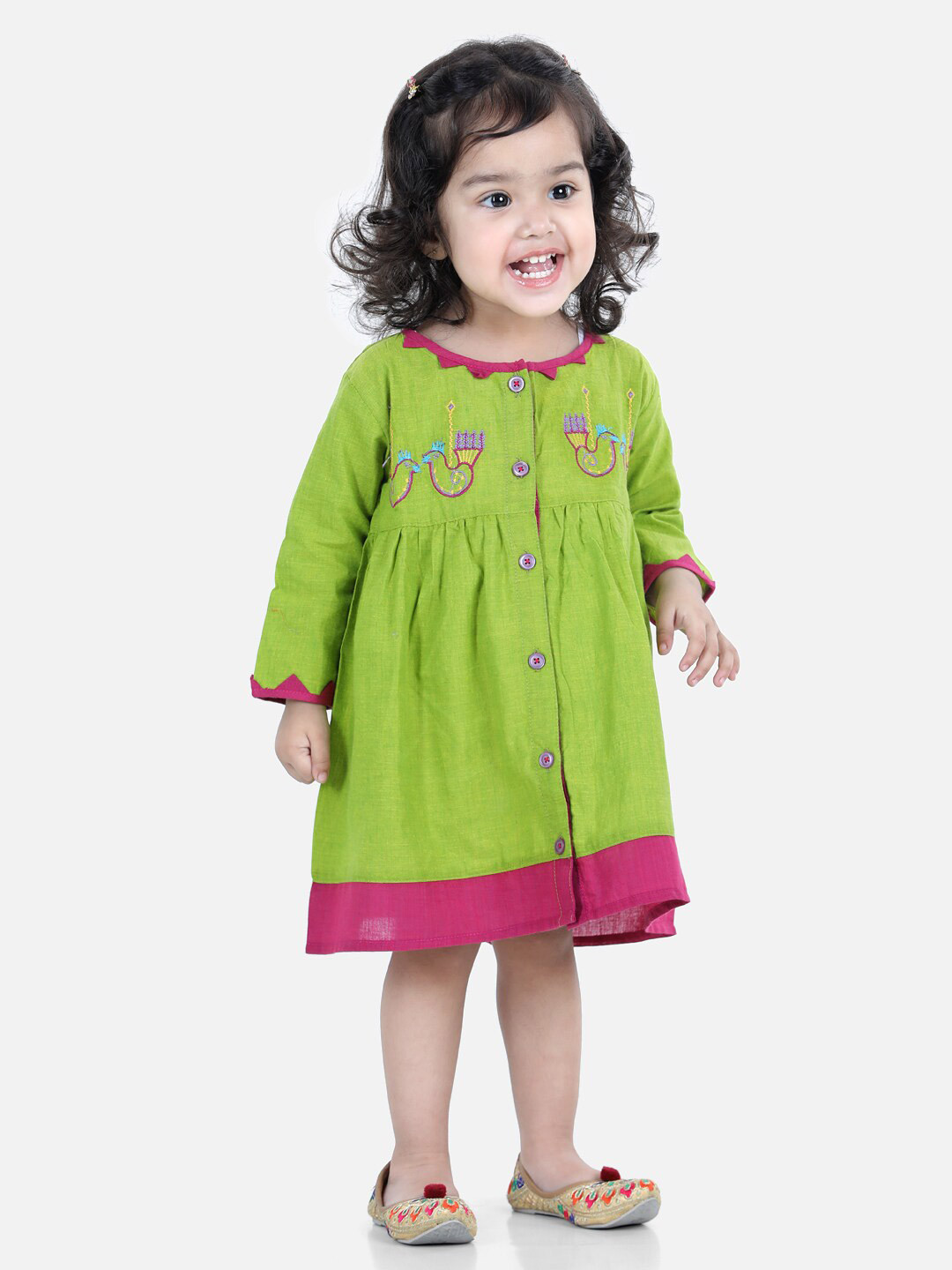

BownBee Girls Green A-Line Dress