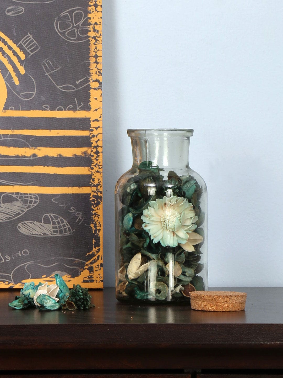 

Athome by Nilkamal Sea Green & Off White Love Spell Potpourri Glass Bottle