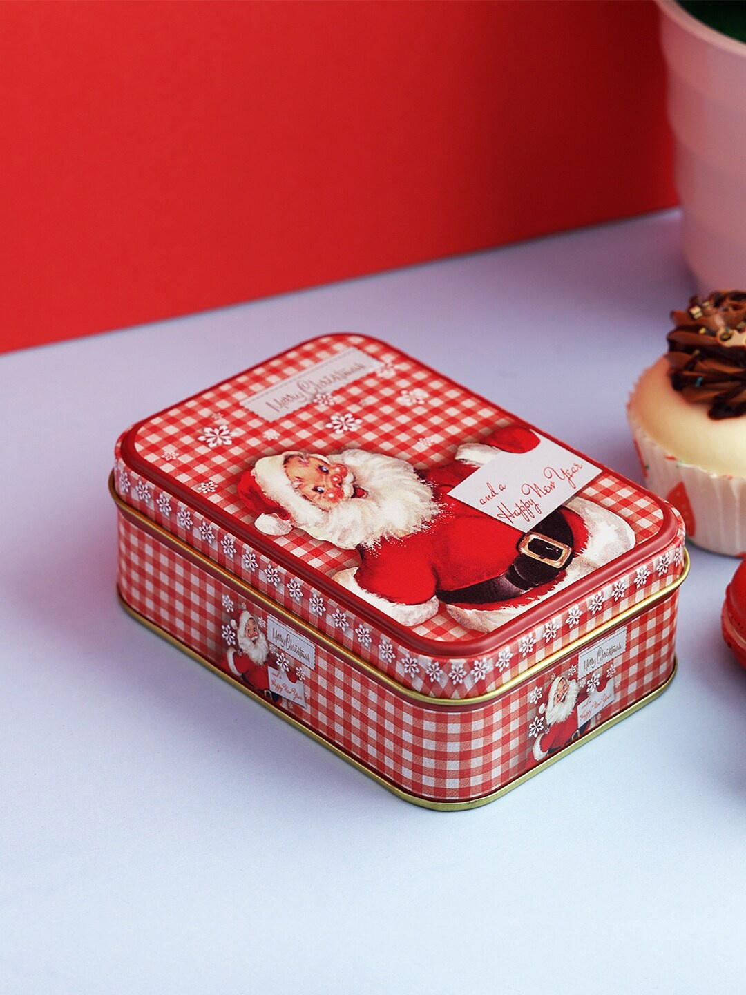 

A Vintage Affair- Home Decor Red Santa Claus Small Trinket Box