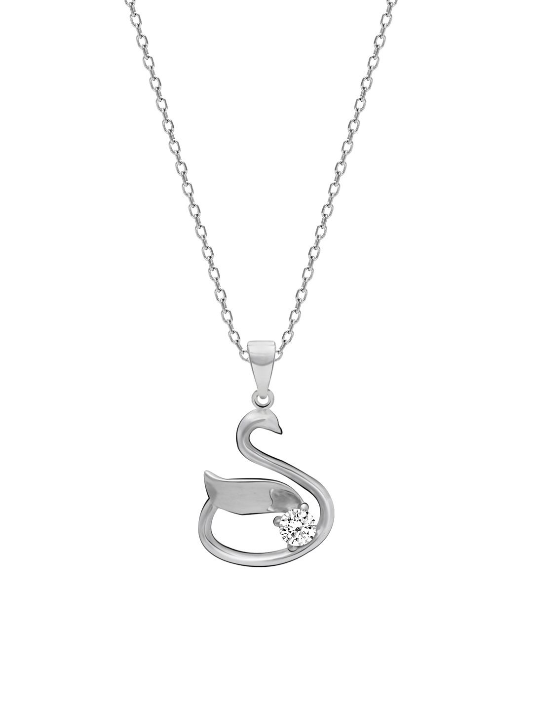 

GIVA 925 Sterling Silver Rhodium Plated Zircon Swan Pendant with Link Chain