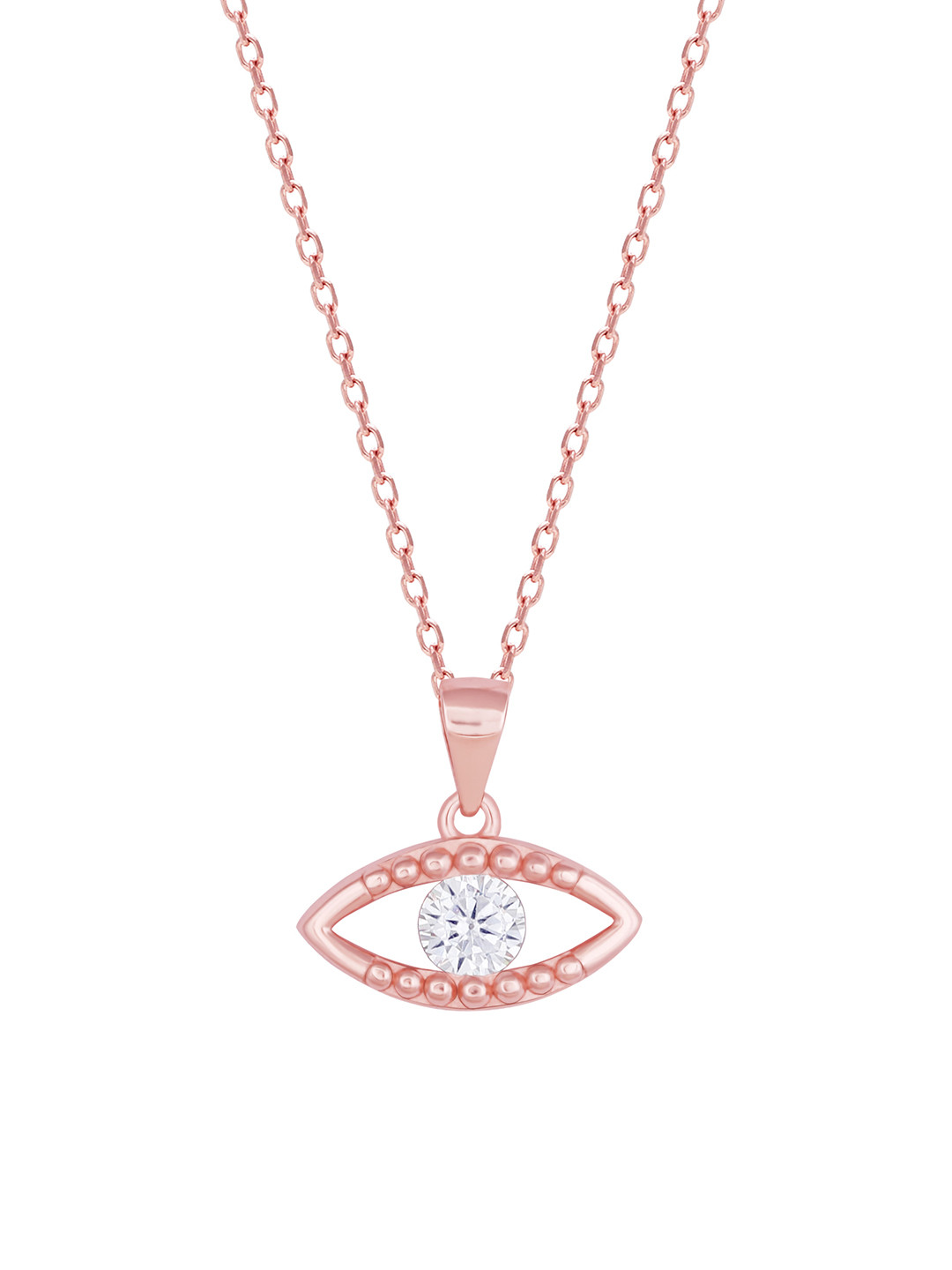 

GIVA 925 Sterling Silver Rose Gold Plated Atypical Evil Eye Pendant With Link Chain