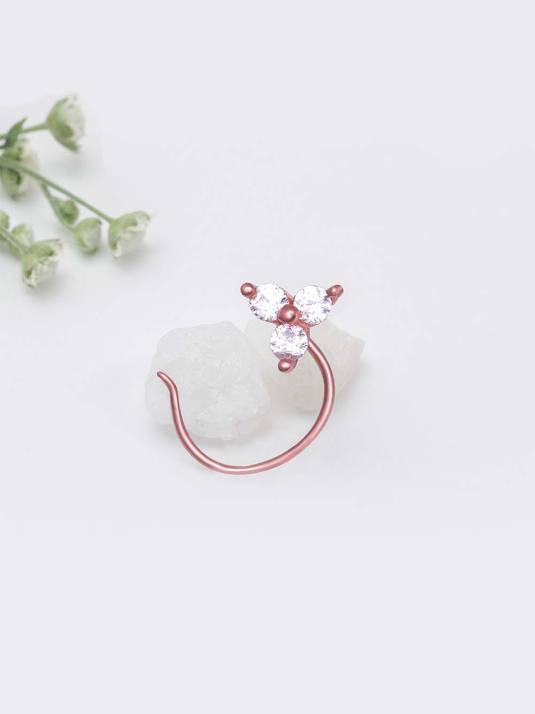 

GIVA 925 Silver Rose Gold Clover Nose Pin