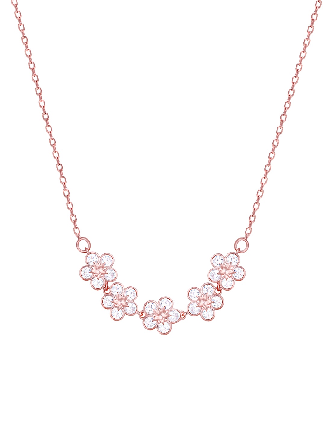 

GIVA Rose Gold -Plated White CZ Studded flower Pendant With Chain