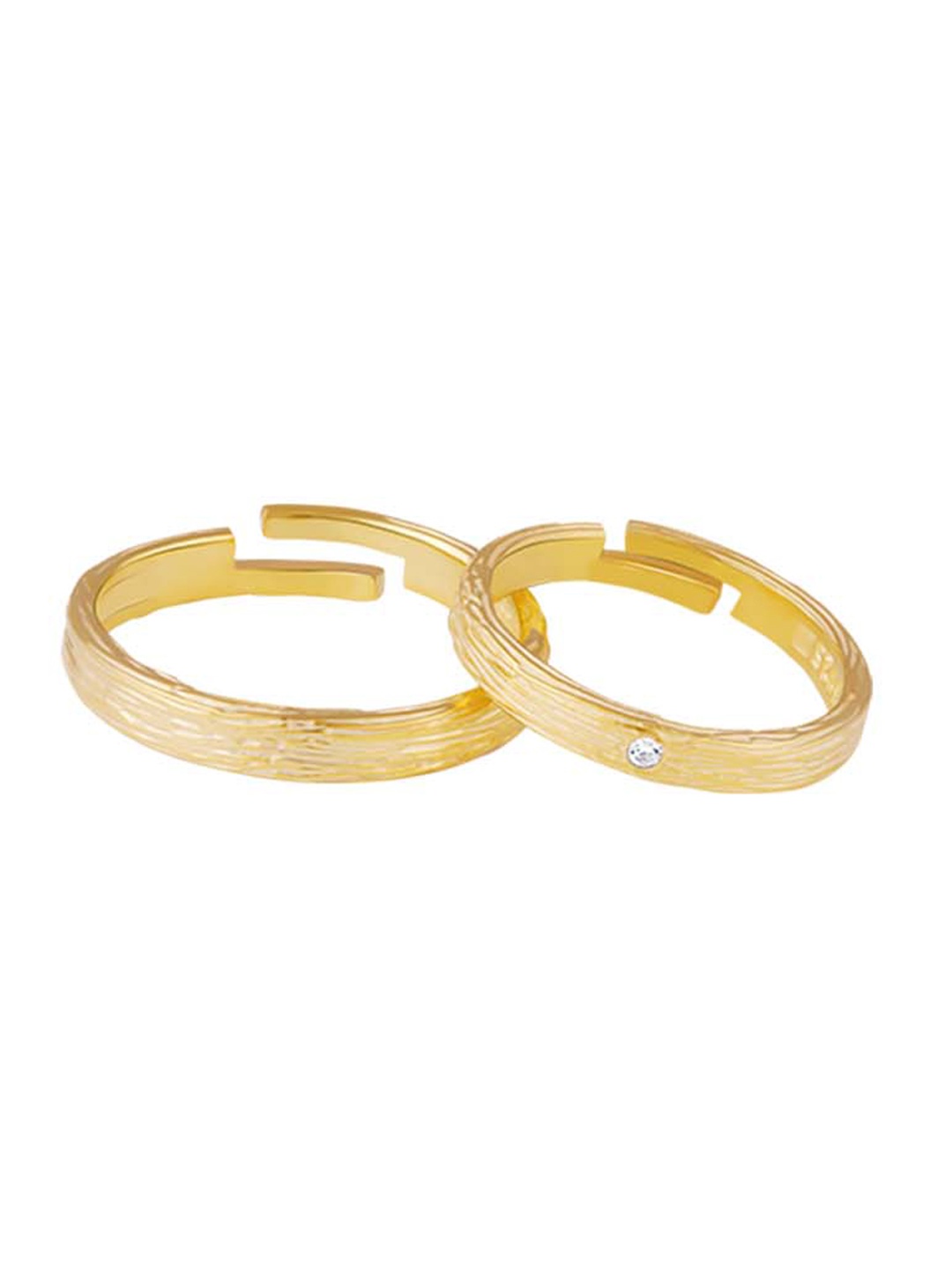 

GIVA 925 Sterling Silver Gold-Plated & CZ Studded Couple Finger Ring