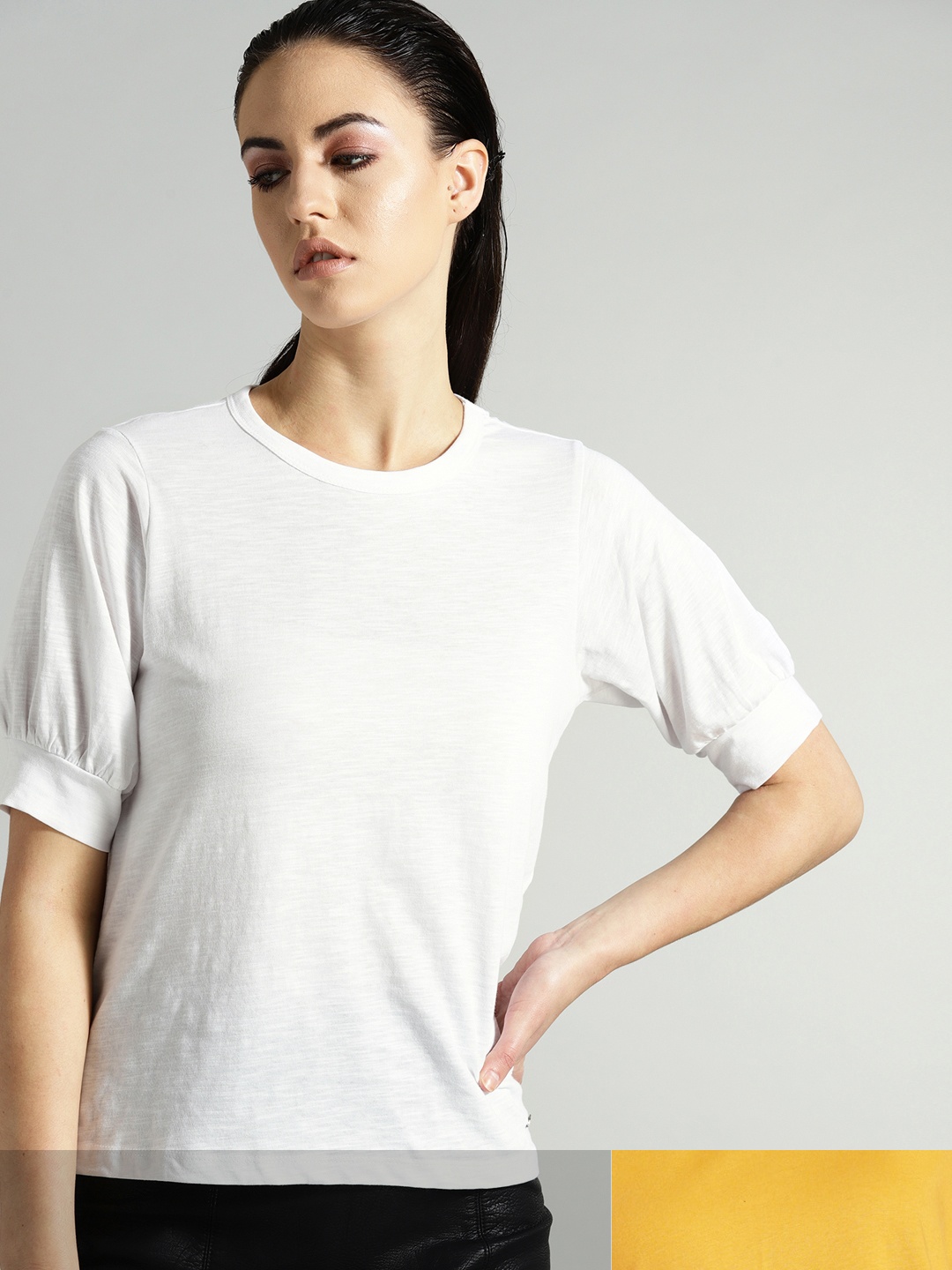 

Roadster Women Pack of 2 Solid Cotton T-shirt, White