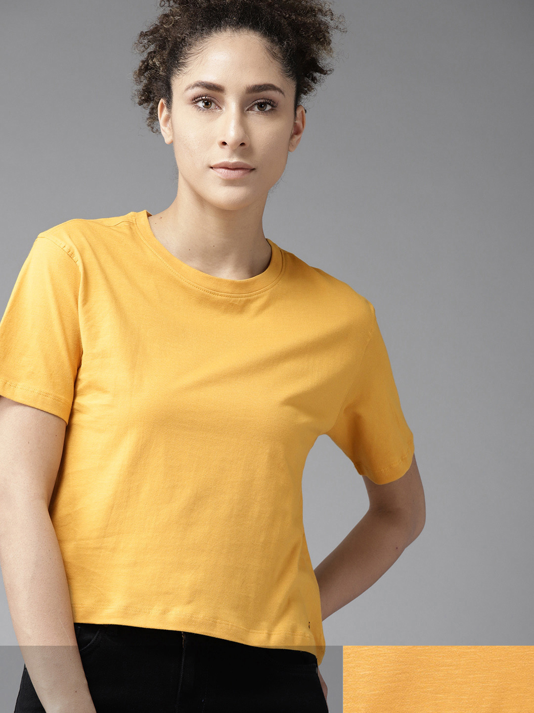 

Roadster Women Pack of 2 Yellow Solid T-shirts