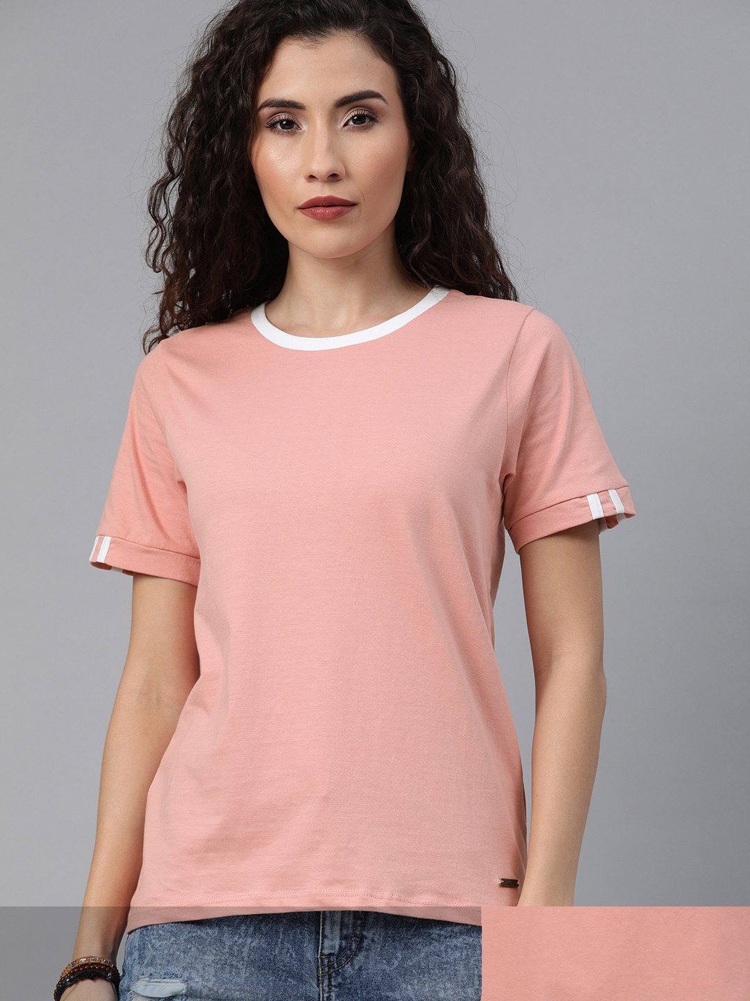 

Roadster Women Pack of 2 Dusty Pink Solid T-shirts