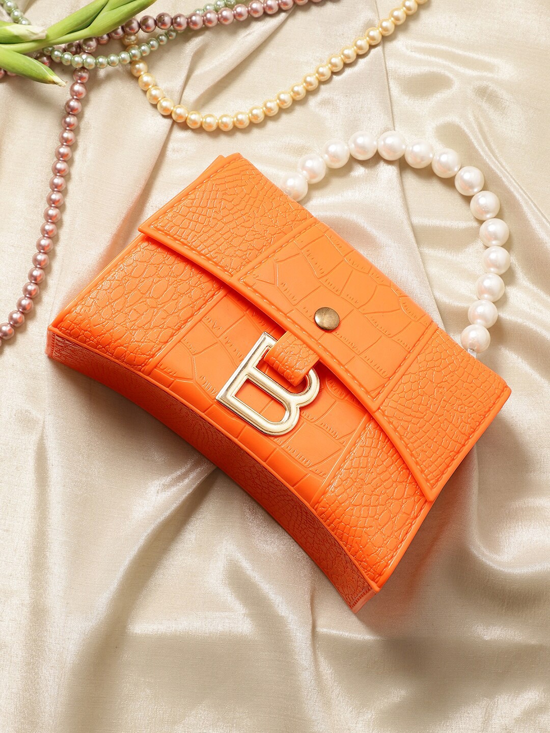 

Athena Orange Buckle Detail Envelope Clutch
