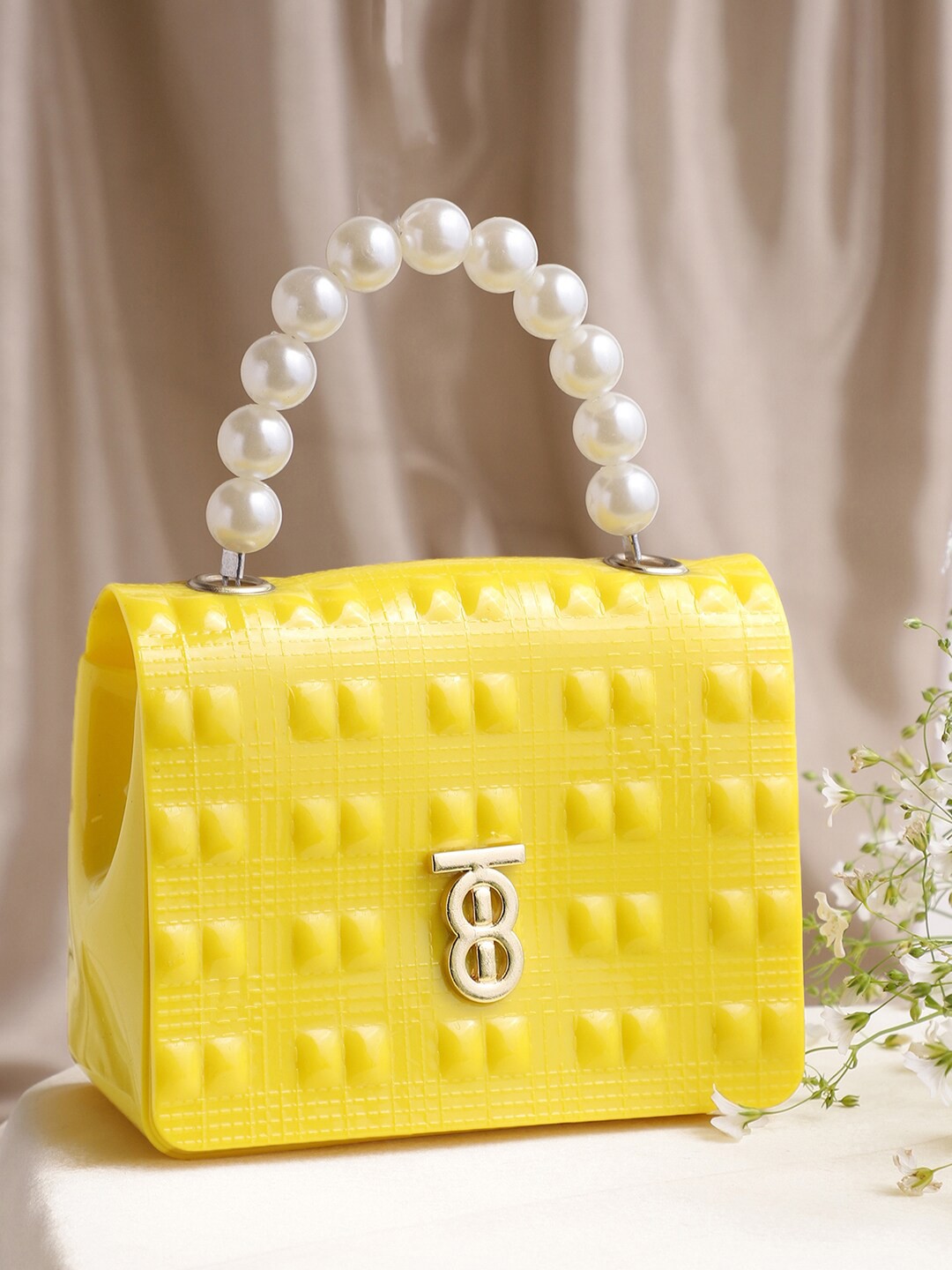 

Athena Yellow & White Textured PU Purse Clutch