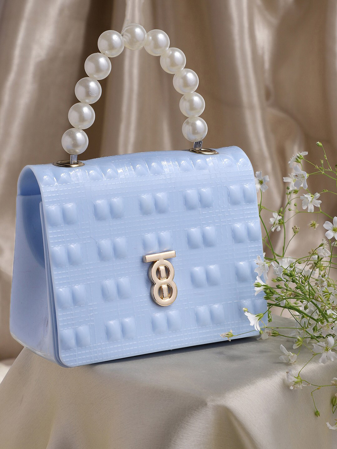 

Athena Blue Textured Envelope Clutch
