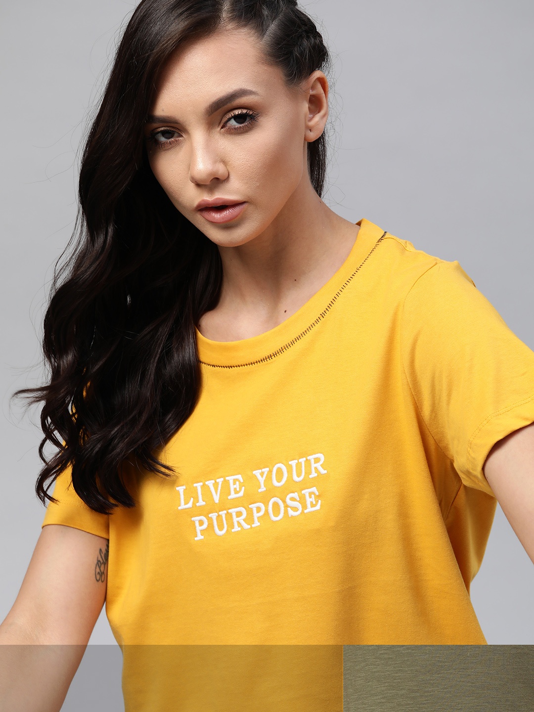 

Roadster Women Pack of 2 Solid T-shirts, Yellow