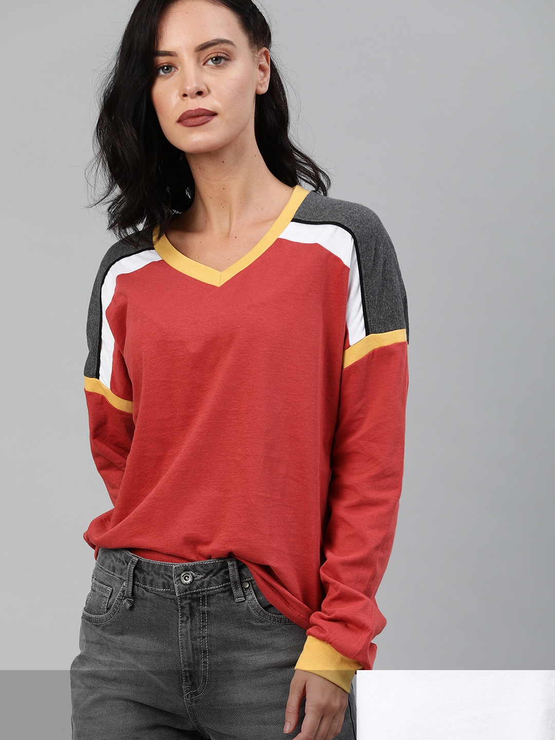 

Roadster Women Pack Of 2 Pure Cotton Full Sleeves T-shirts, Red