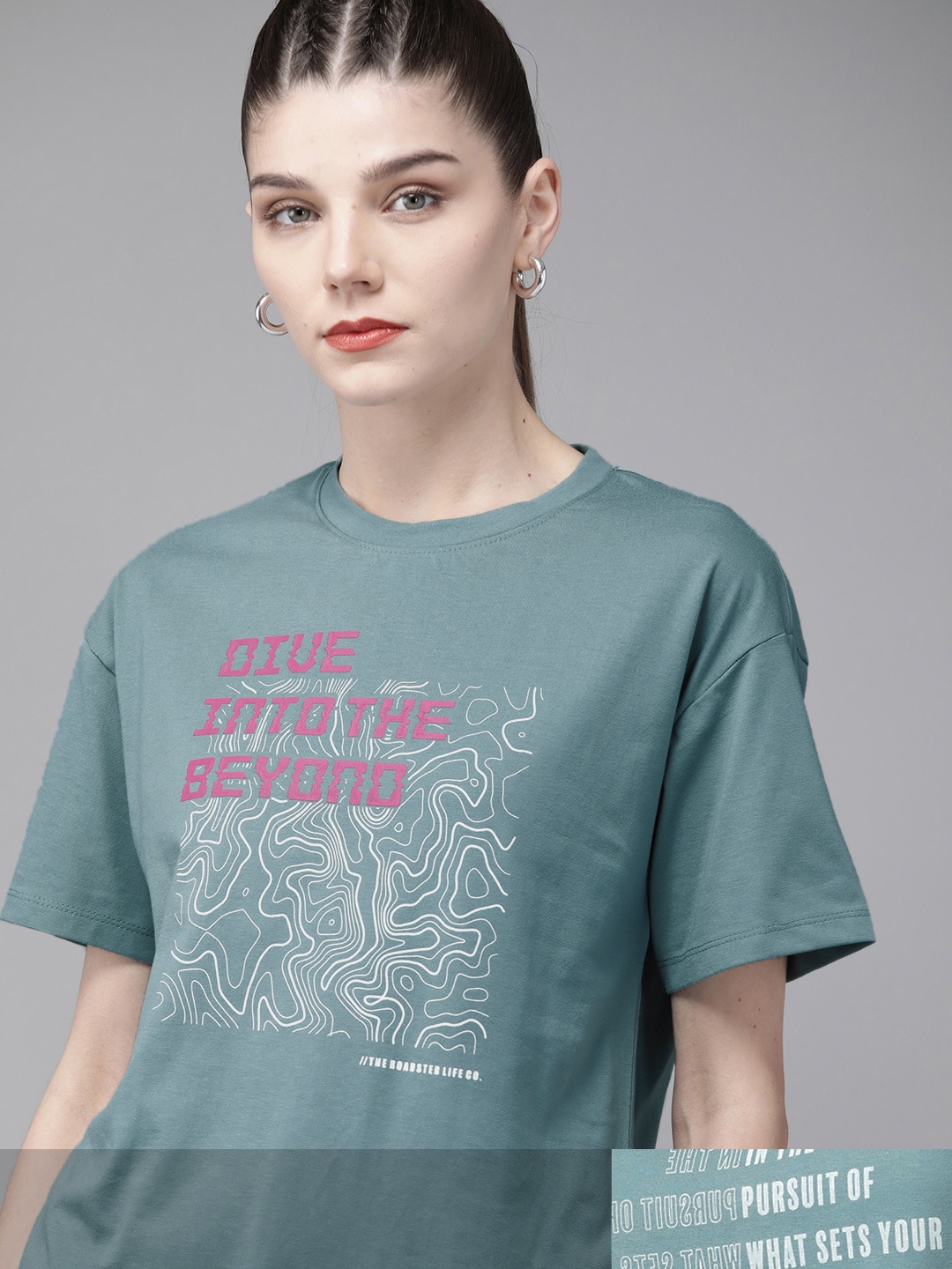 

Roadster Women Pack of 2 Typography Print T-shirts, Blue