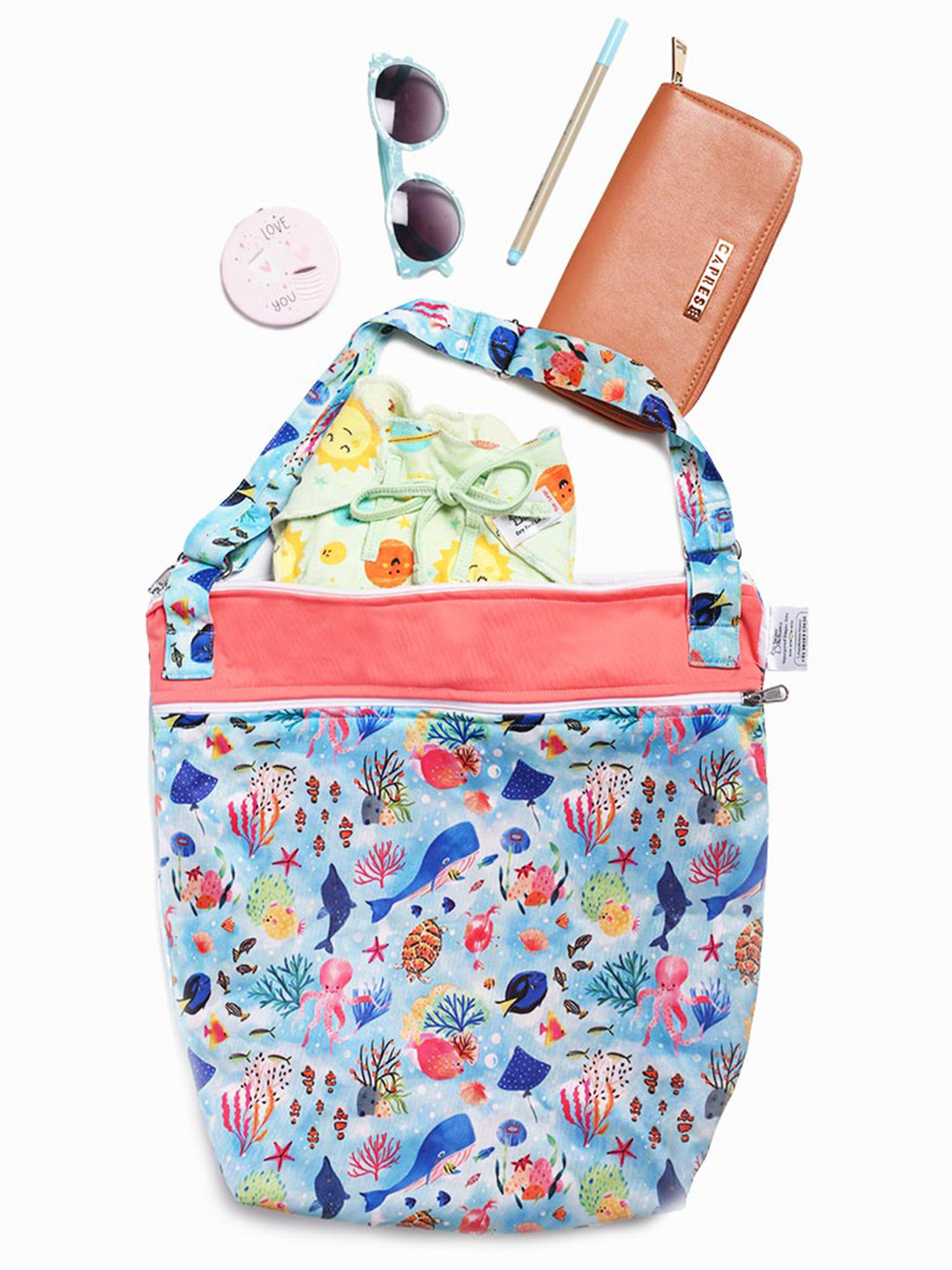 

SuperBottoms Kids Blue & Pink Printed Waterproof Tote Diaper Bag