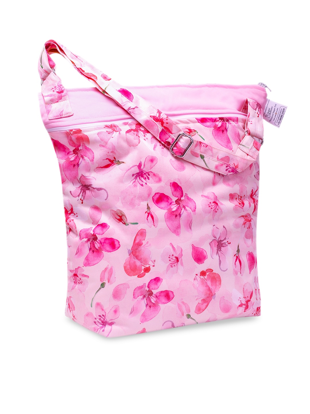 

SuperBottoms Pink Printed Waterproof Tote Diaper Bag