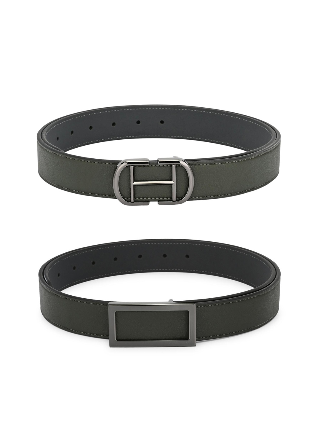 

Calvadoss Set Of 2 Boys Green & Black PU Belt