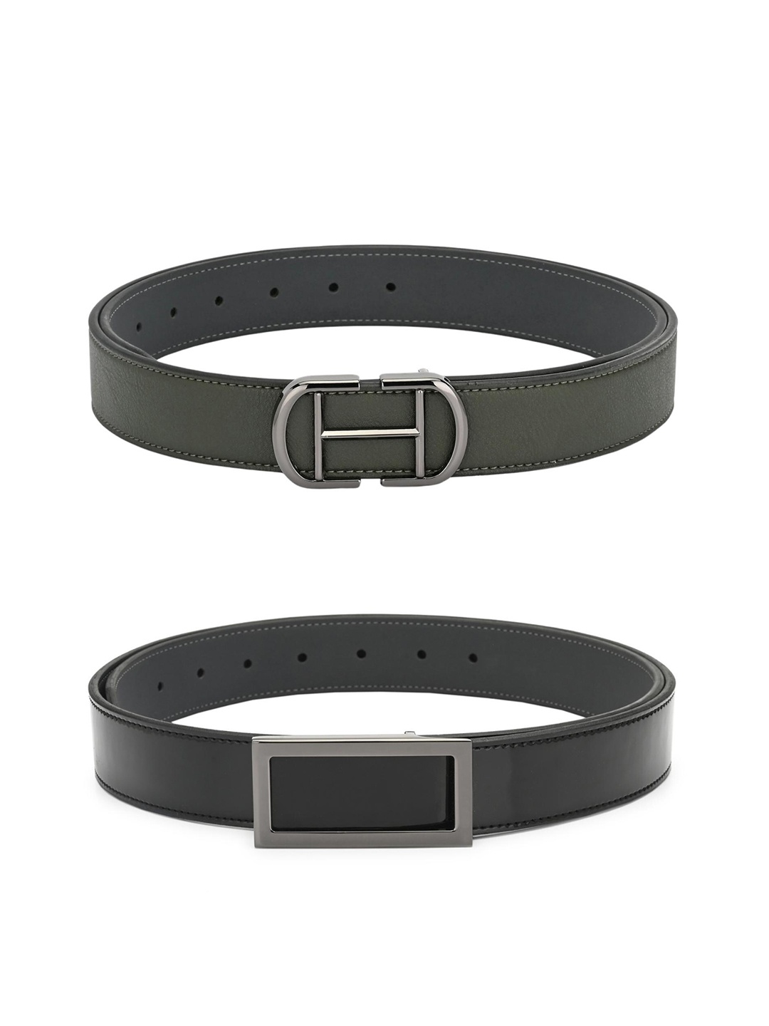 

Calvadoss Boys Set Of 2 Green & Black PU Belt