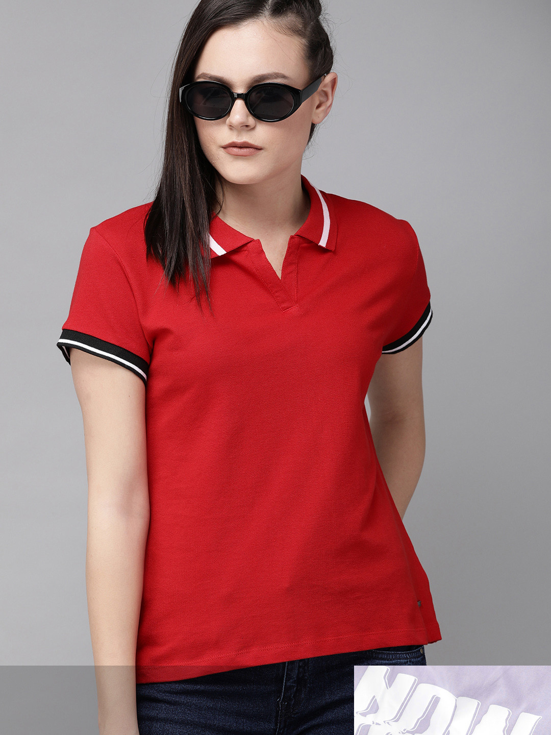 

Roadster Women Pack of 2 Solid T-shirts, Red
