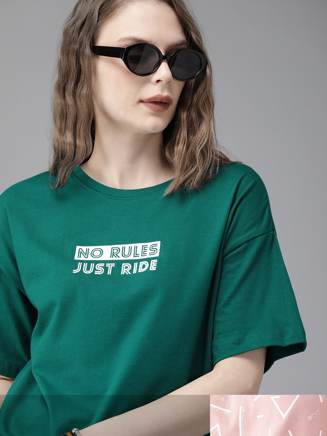 

Roadster Women Pack of 2 Printed Pure Cotton T-shirt, Green
