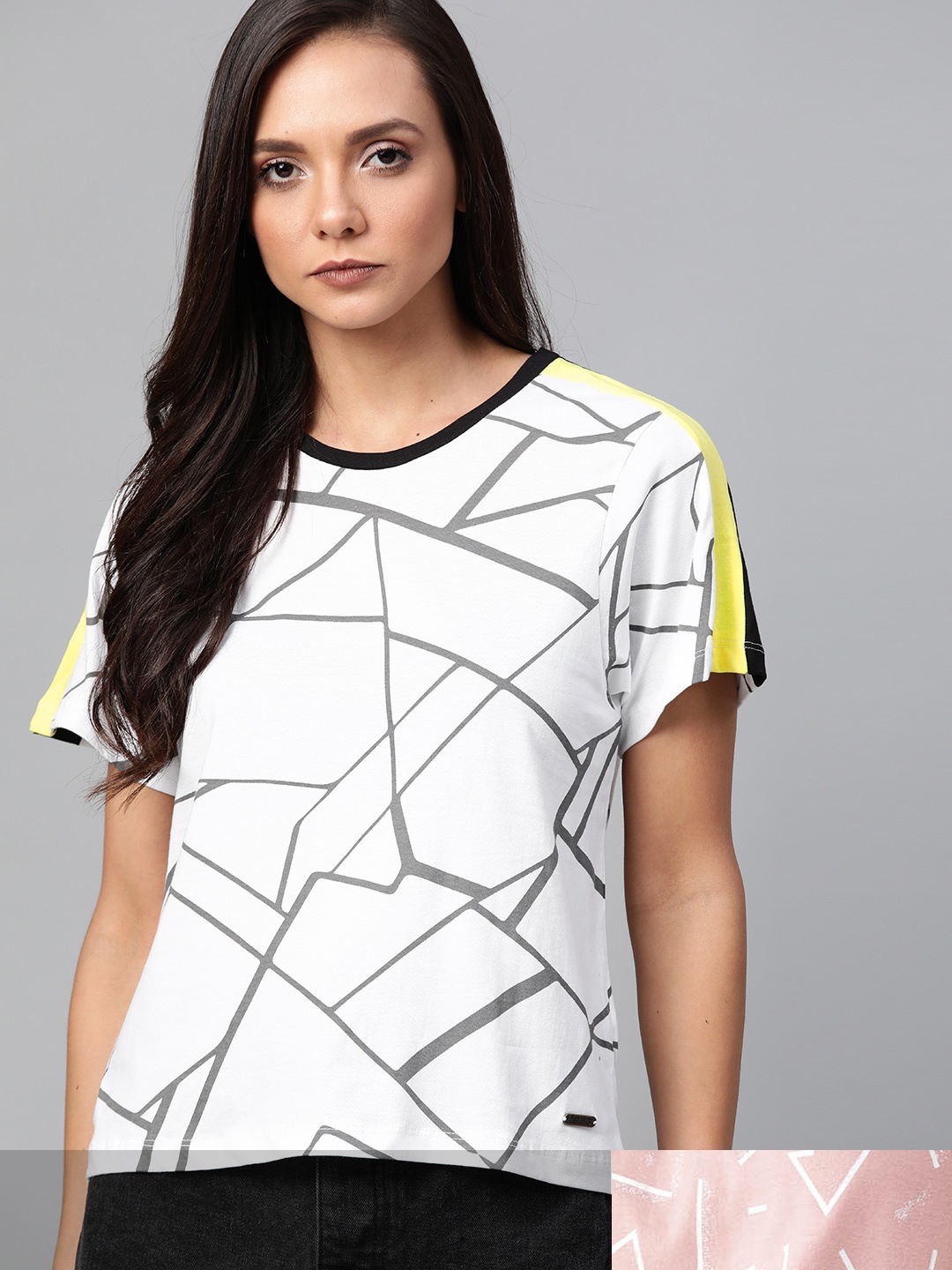 

Roadster Women Pack of 2 Printed Pure Cotton T-Shirt, White