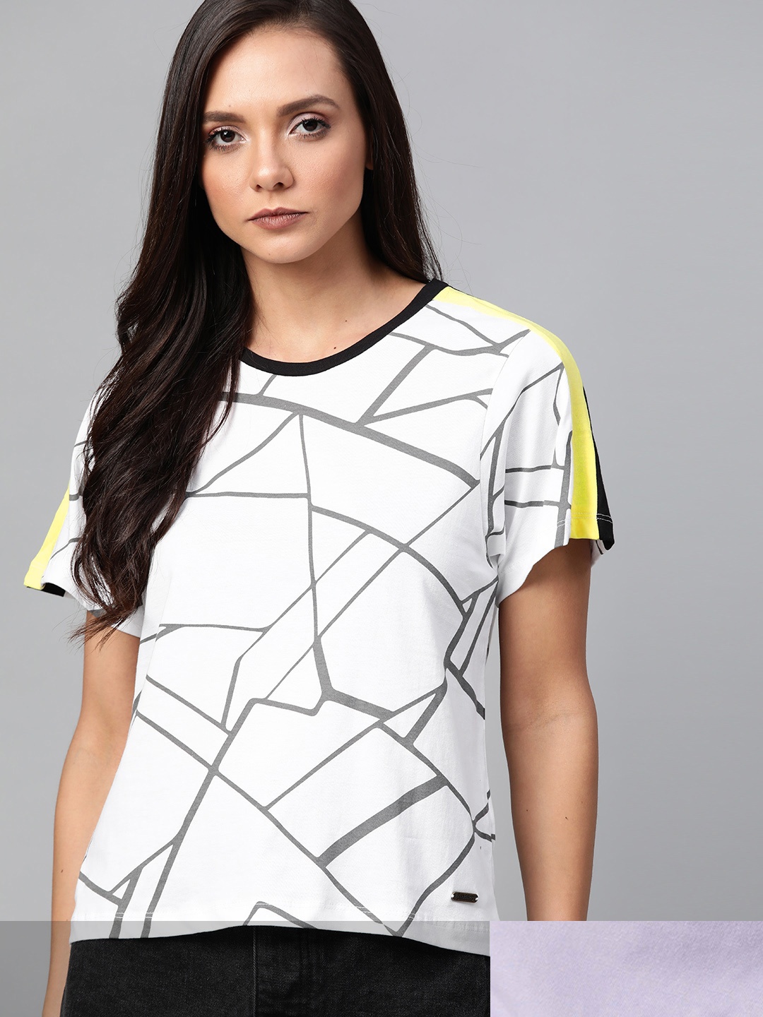 

Roadster Women Set Of 2 Printed Pure Cotton T-shirts, White