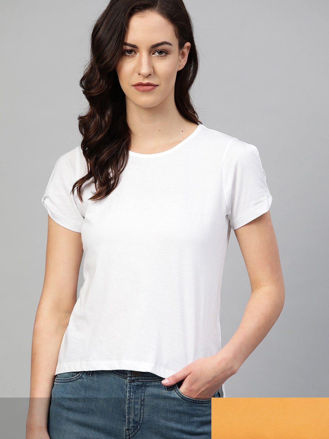 

Roadster Women Pack of 2 Pure Cotton T-shirts, White