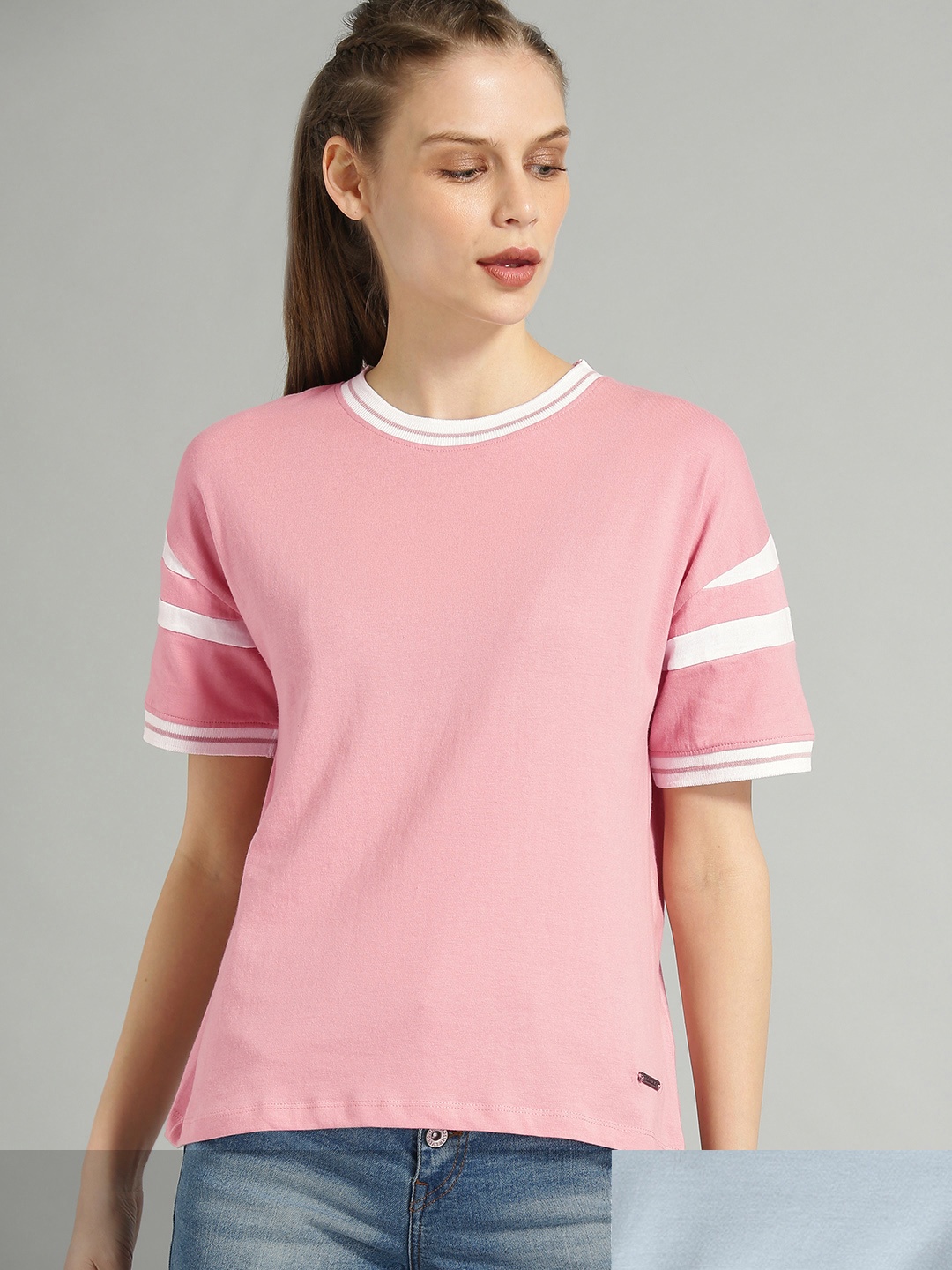 

Roadster Women Pack of 2 Pure Cotton T-shirt, Pink