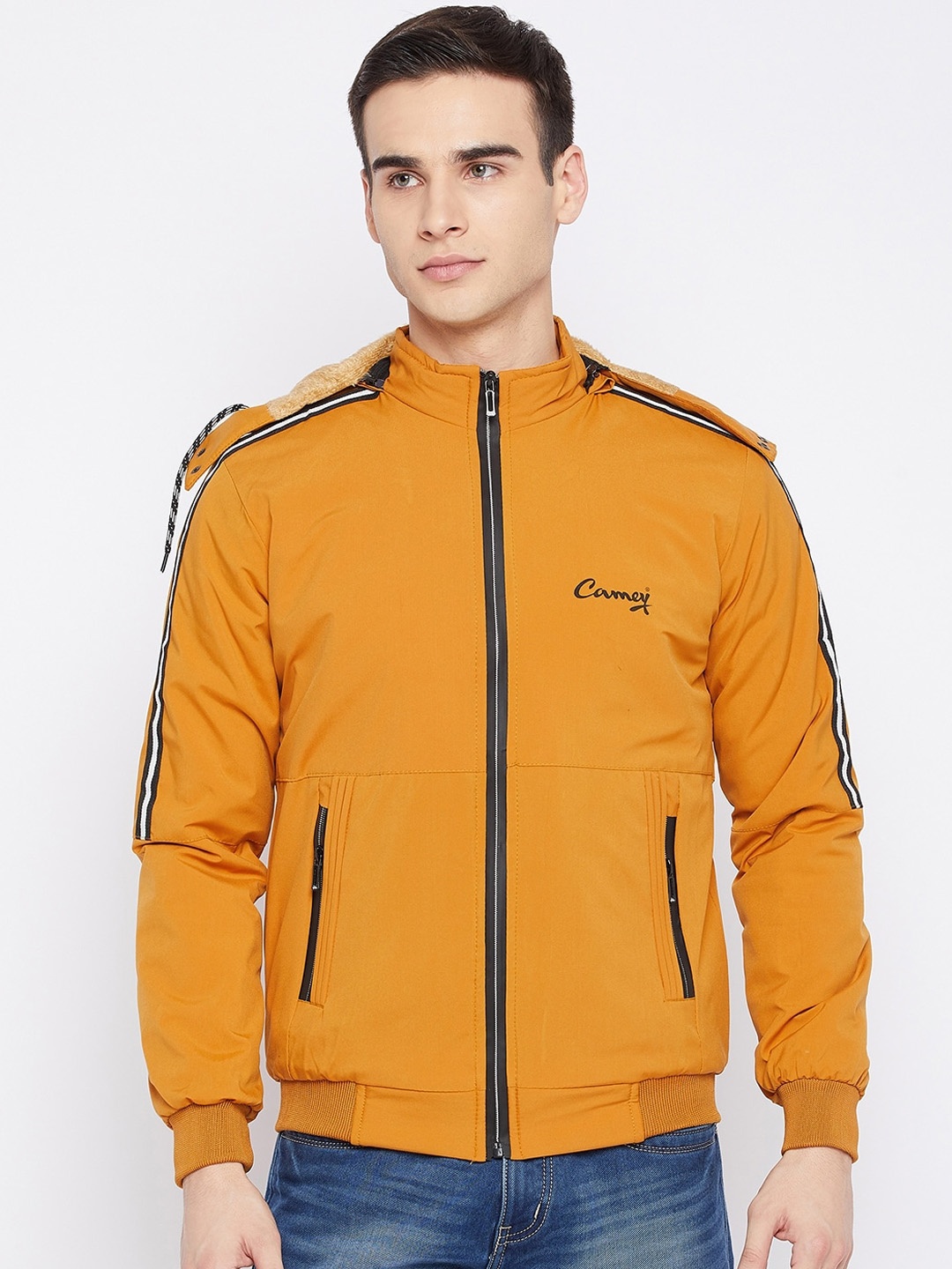 

Camey Men Mustard Yellow Lightweight Bomber Jacket