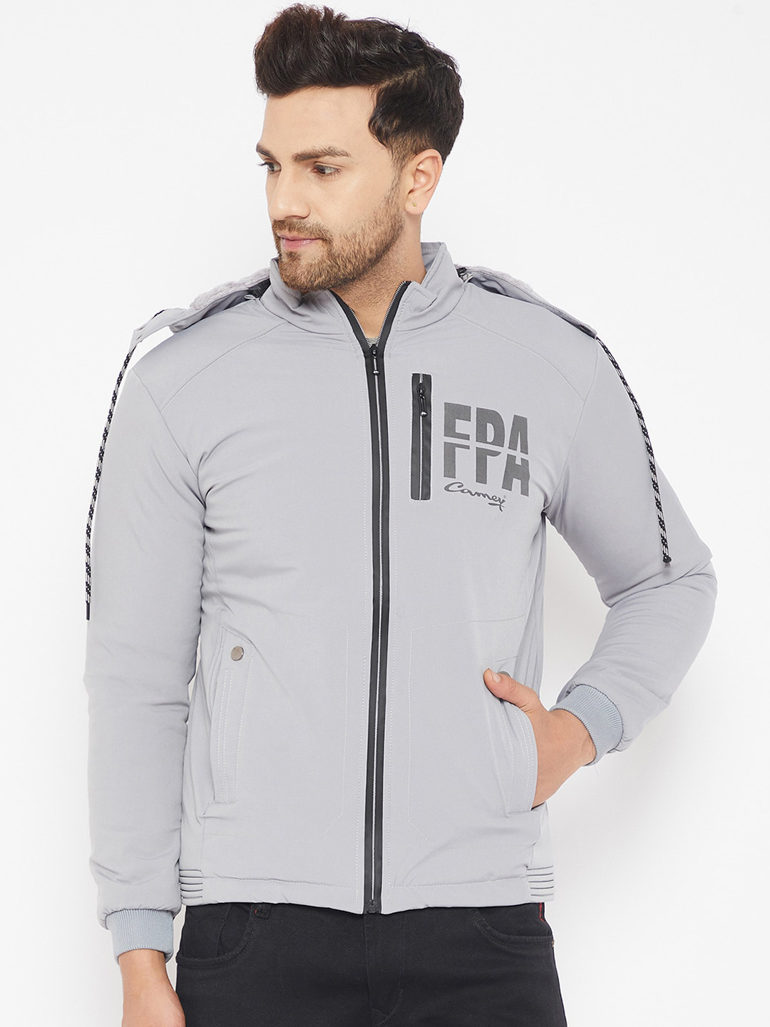 

Camey Men Grey Lightweight Bomber Jacket