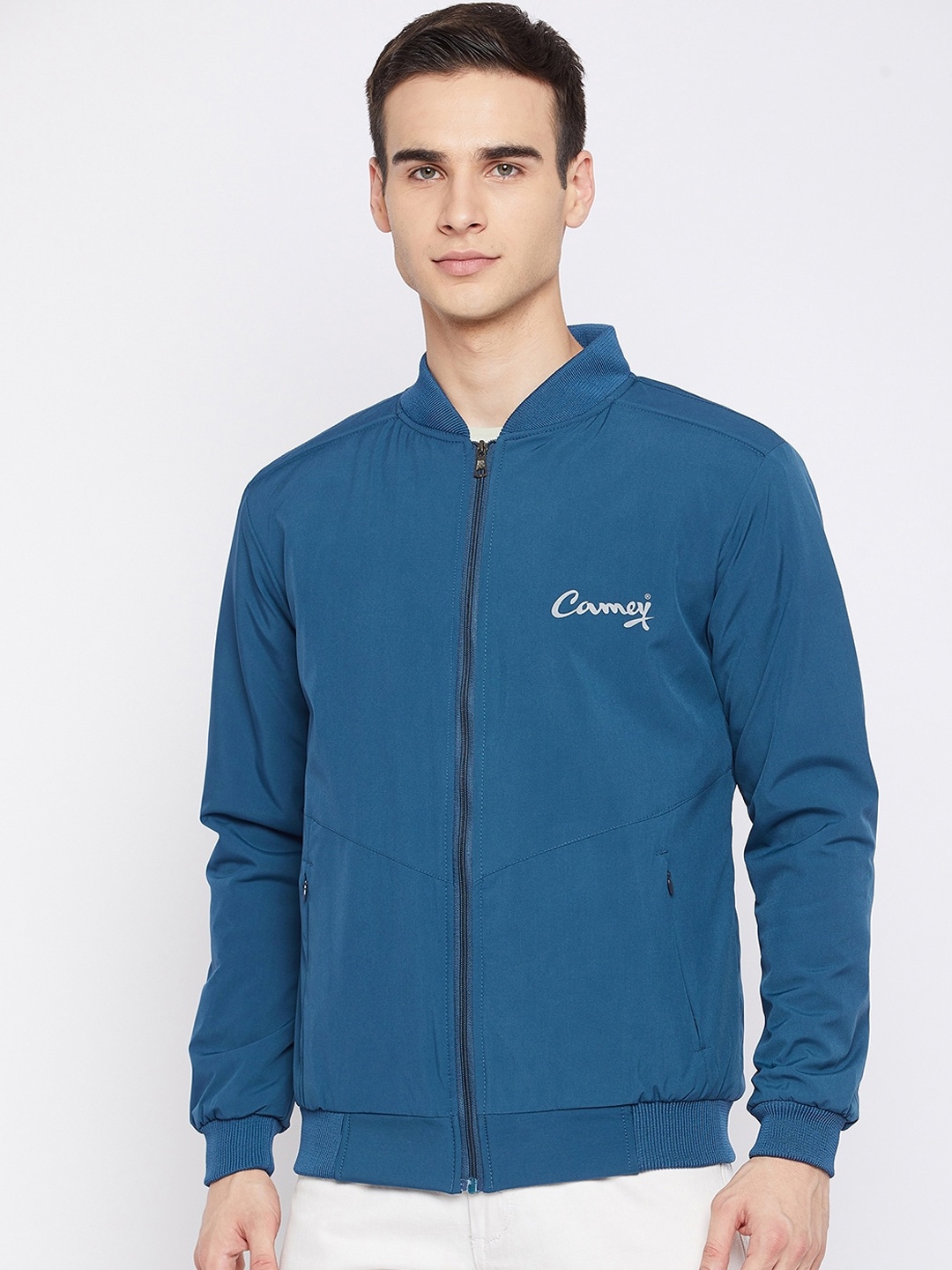 

Camey Men Blue Lightweight Bomber Jacket
