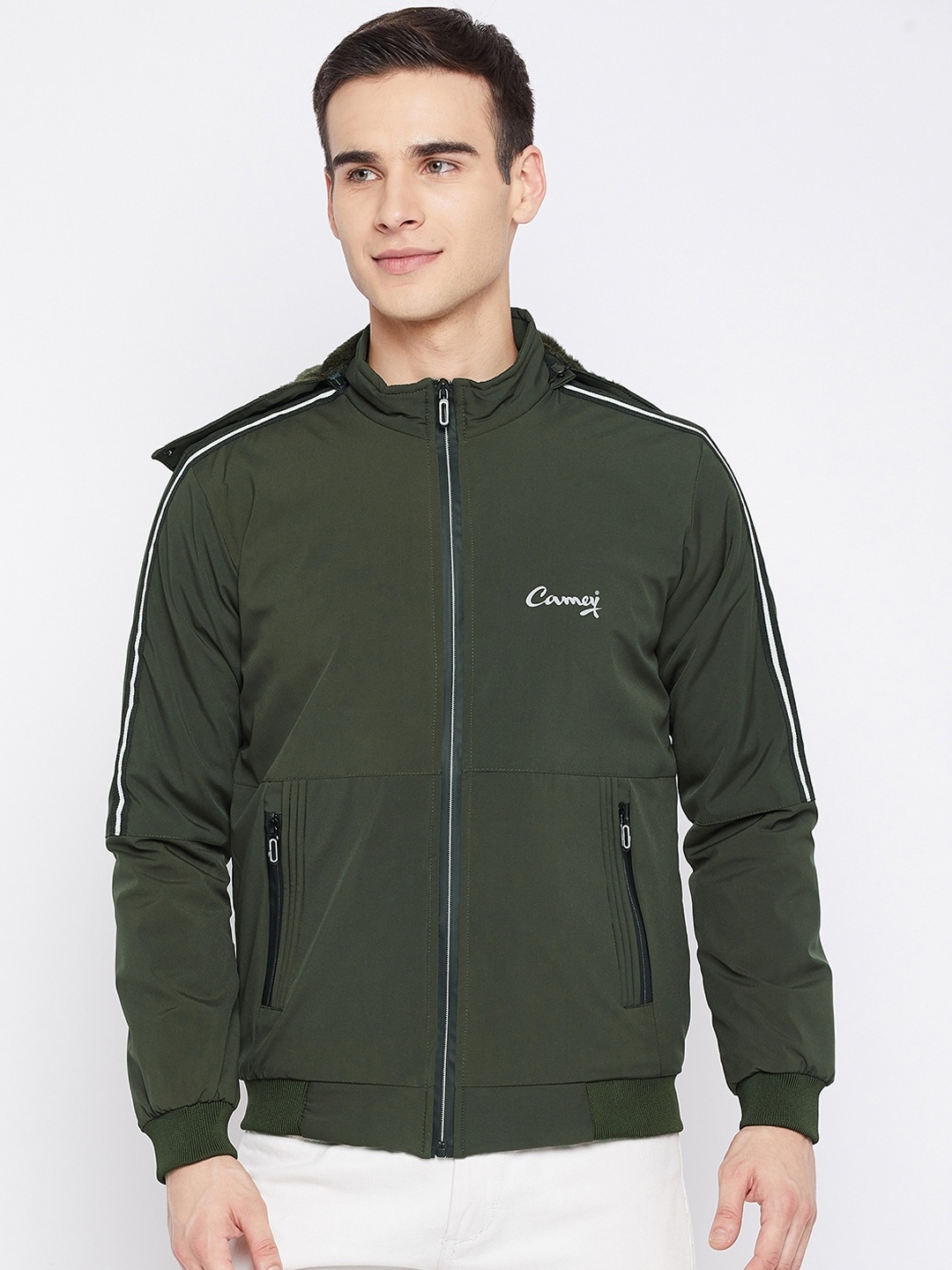 

Camey Men Green Lightweight Bomber Jacket