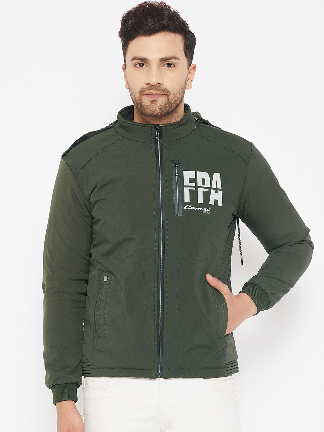 

Camey Men Green Lightweight Bomber Jacket