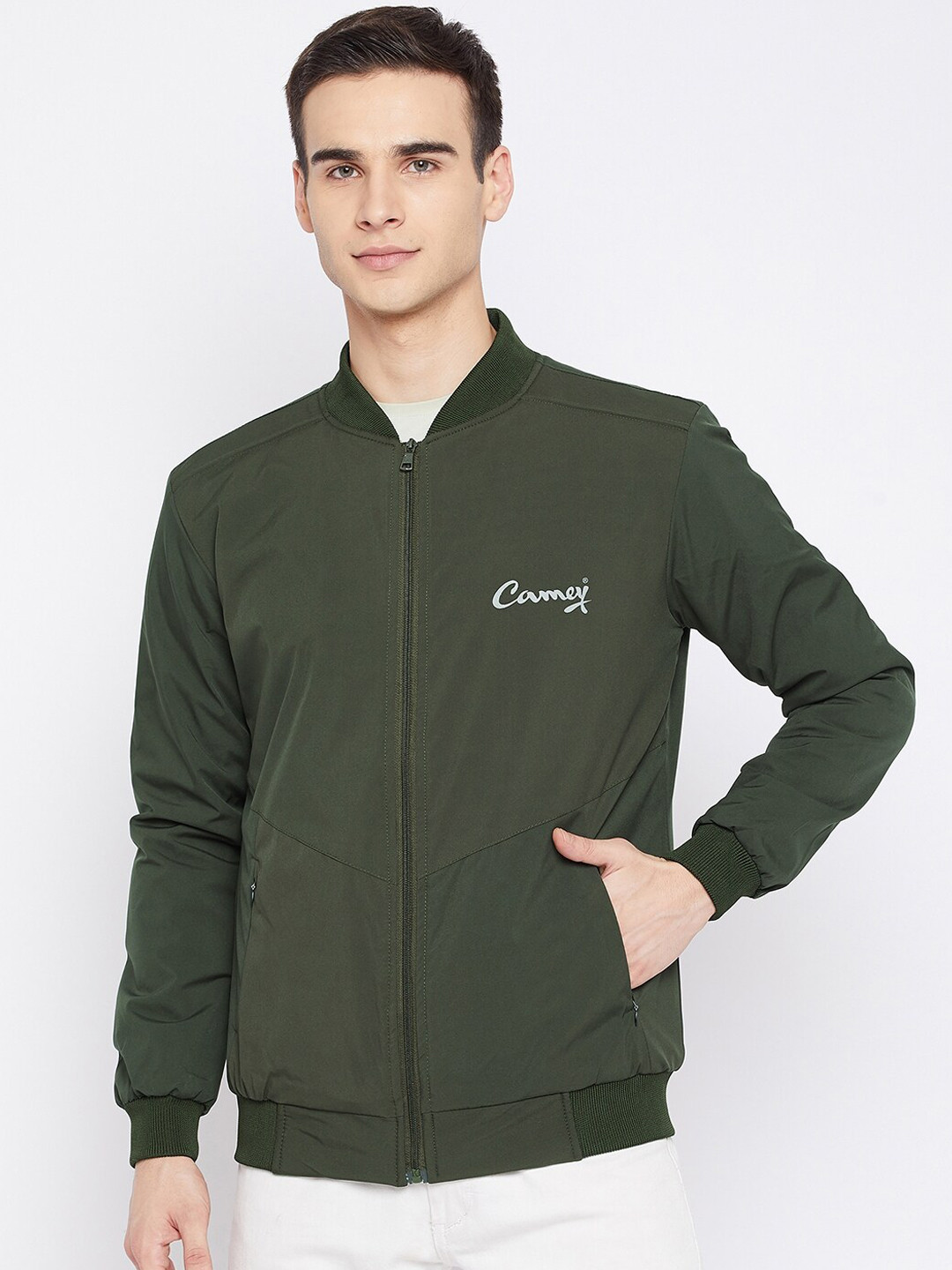 

Camey Men Green Lightweight Bomber Jacket