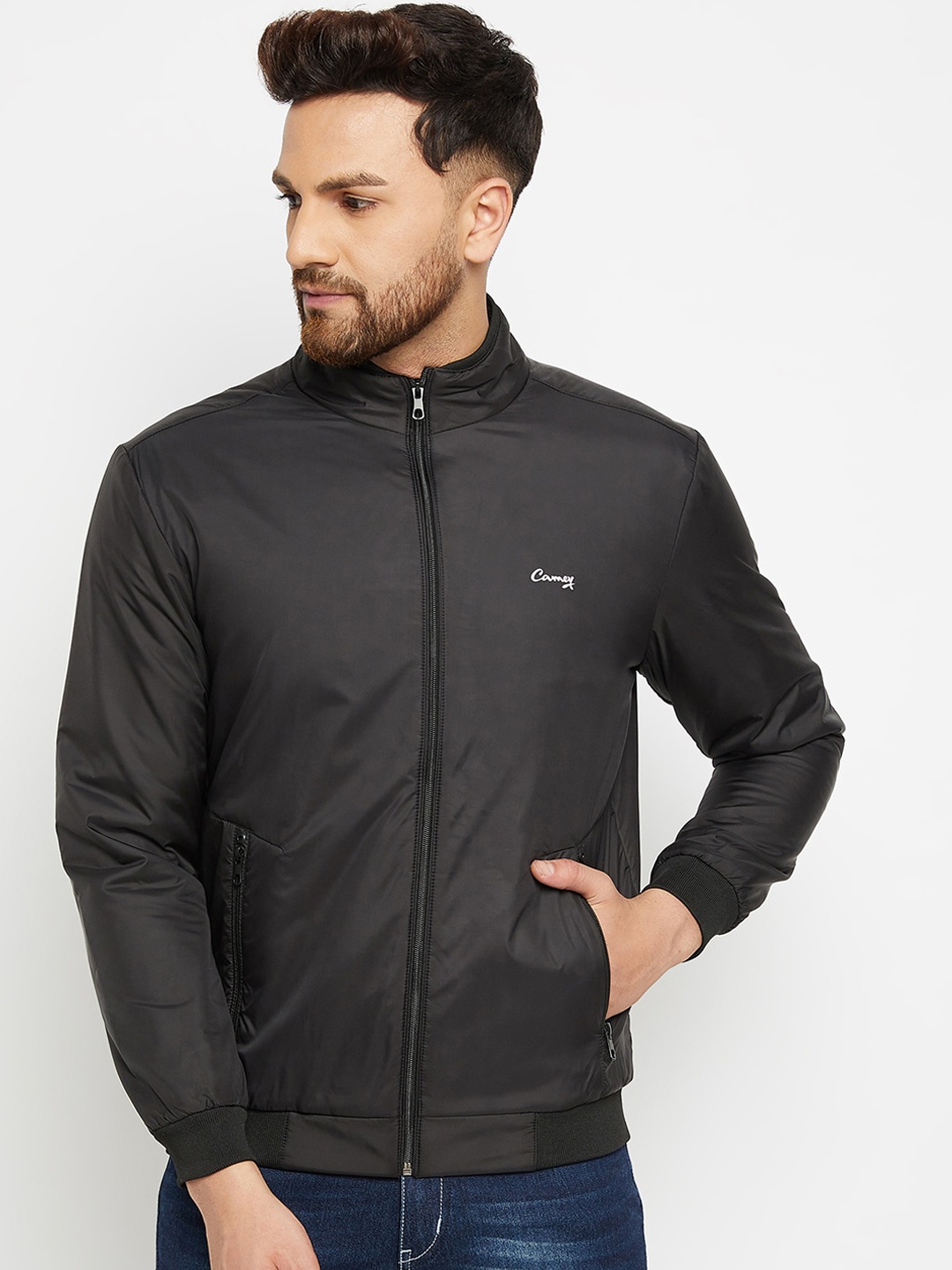 

Camey Men Black Lightweight Bomber Jacket