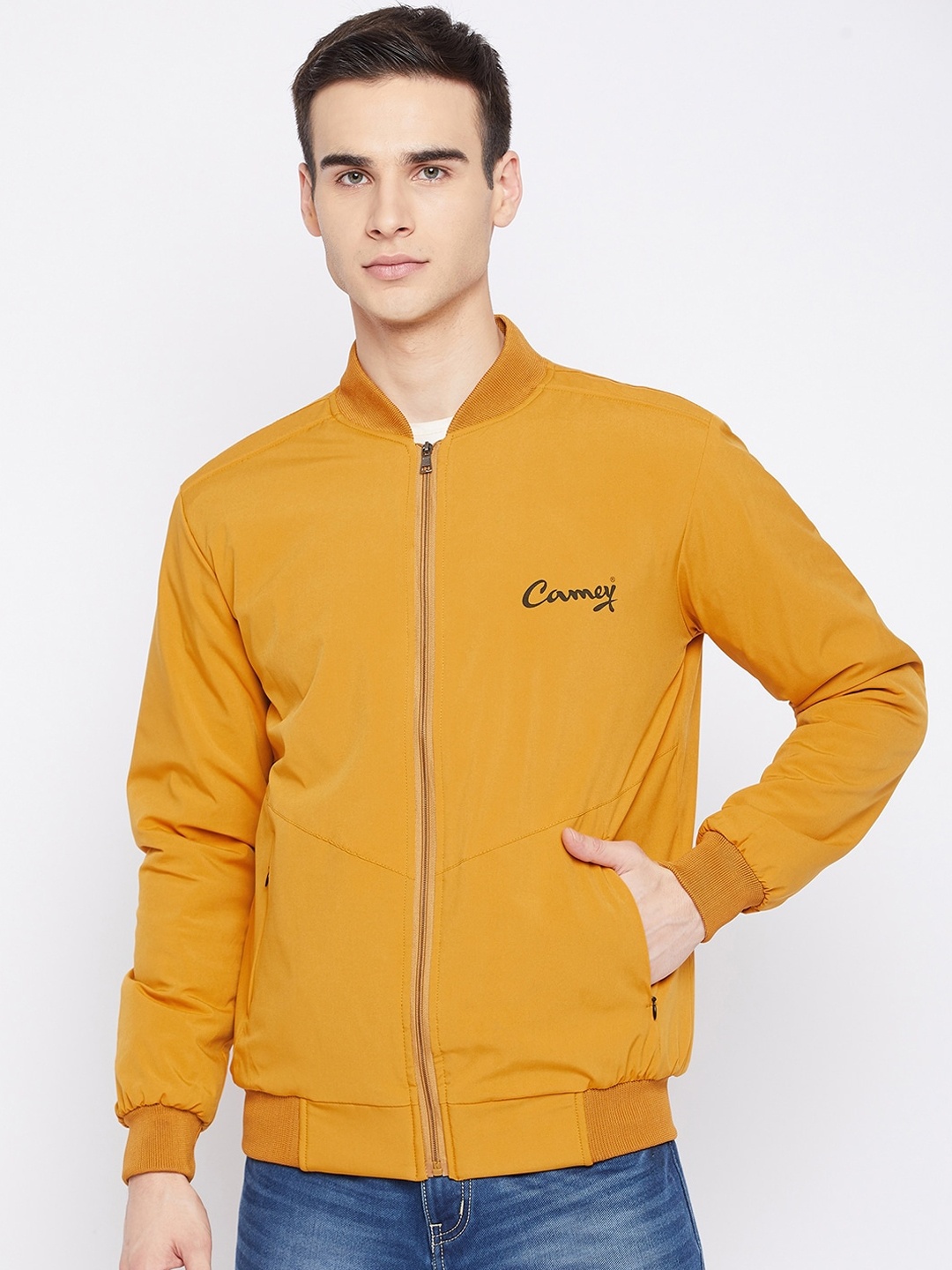 

Camey Men Mustard Lightweight Bomber Jacket