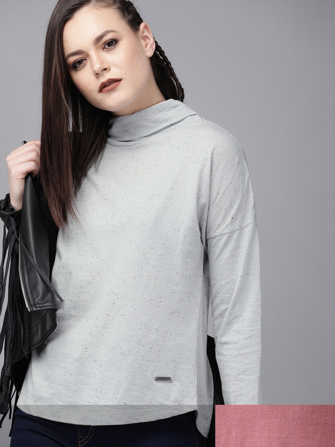 

Roadster Women Pack of 2 Drop-Shoulder Sleeves T-shirts, Grey