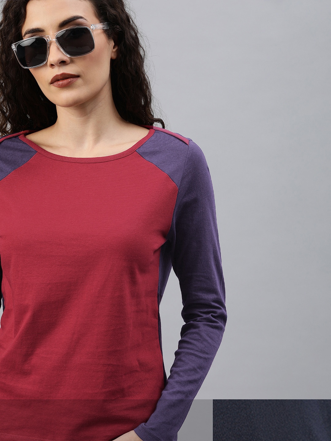 

Roadster Women Pack of 2 Pure Cotton T-shirts, Maroon