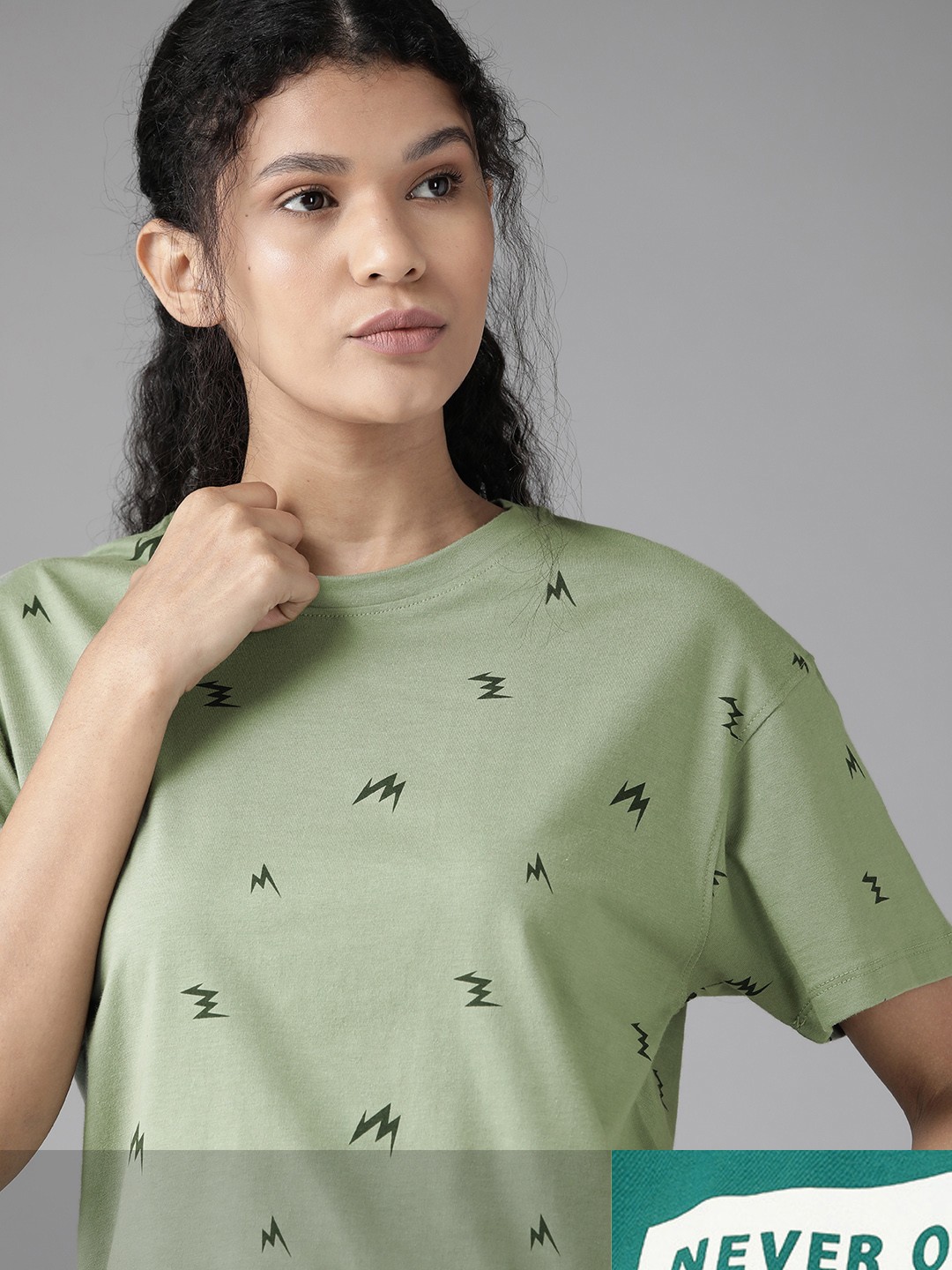 

Roadster Women Pack of 2 Pure Cotton Printed T-shirts, Green