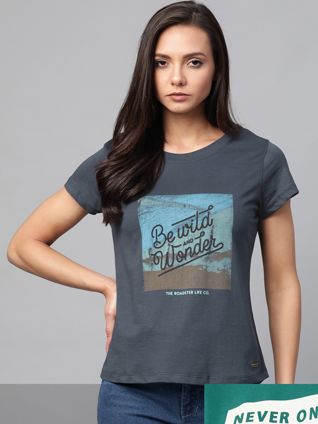 

Roadster Women Pack of 2 Pure Cotton Printed T-shirts, Green