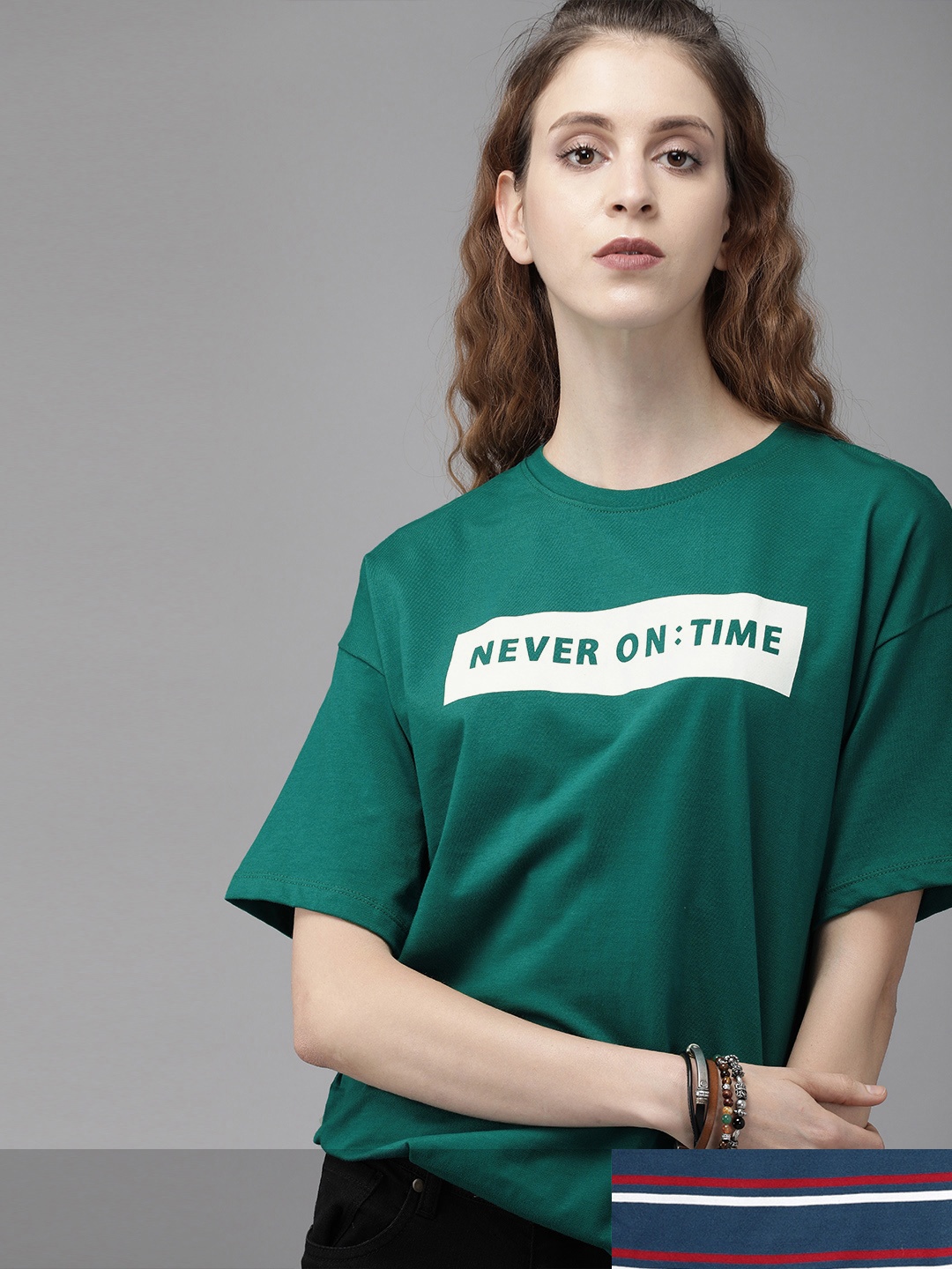 

Roadster Women Pack of 2 Printed T-shirts, Green
