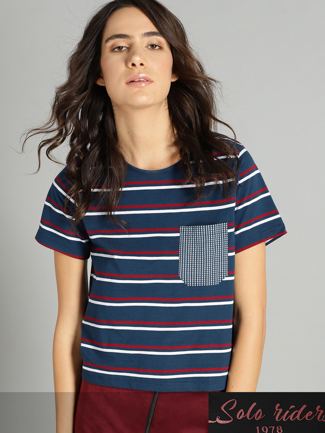 

Roadster Women Pack of 2 Printed T-shirts, Navy blue